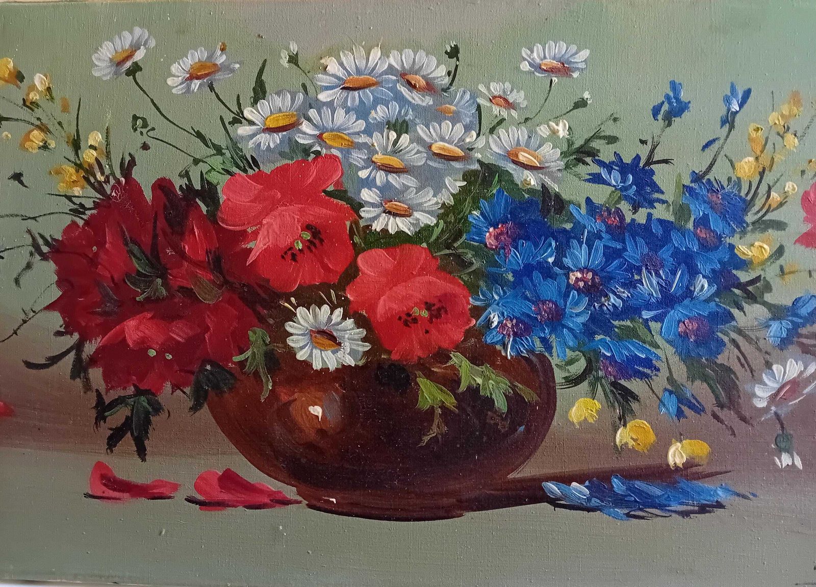 Oil Painting Vintage Still Life Pretty Floral Art Colourful And Attractive Signed Unframed