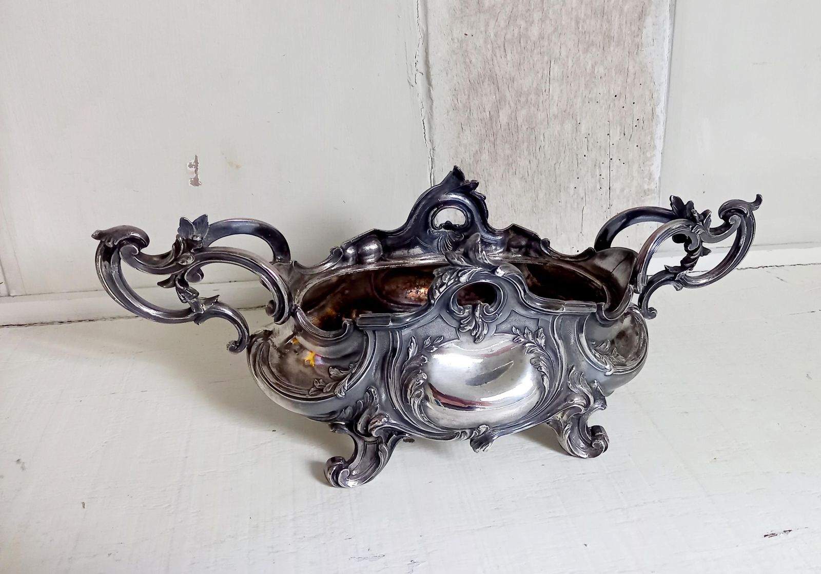 Antique French Jardiniere And Mirrored Stand Table Centrepiece Silver Plated photo 346.0