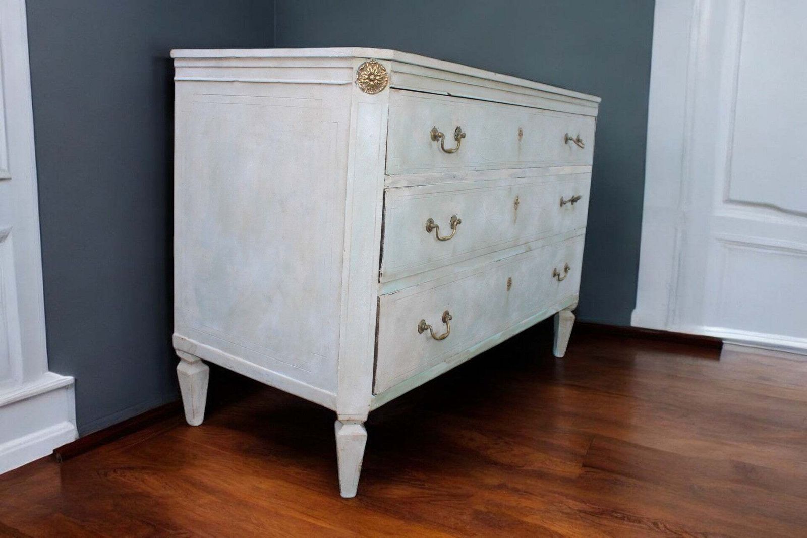 Gustavian Chest Of Drawers 18th Century Painted   – Swedish Neoclassical Commode, C.1770 photo for sale