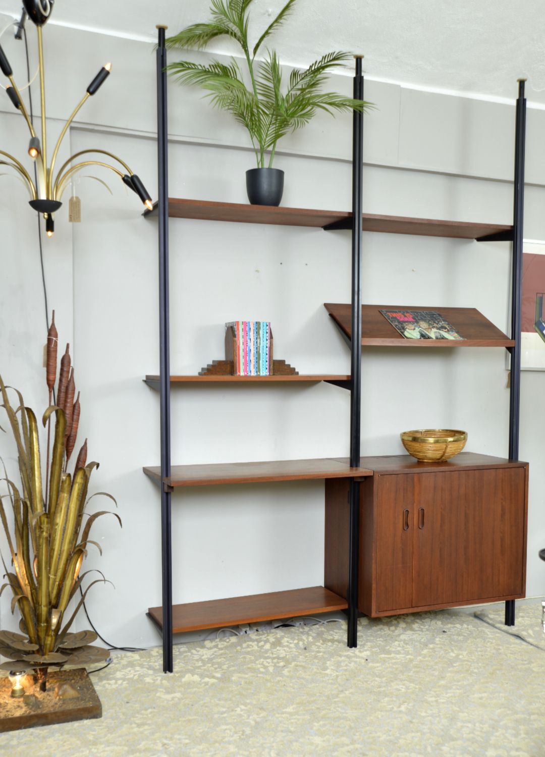 Midcentury George Nelson Omni Herman Miller Modular Shelving System Walnut 1950s photo for sale