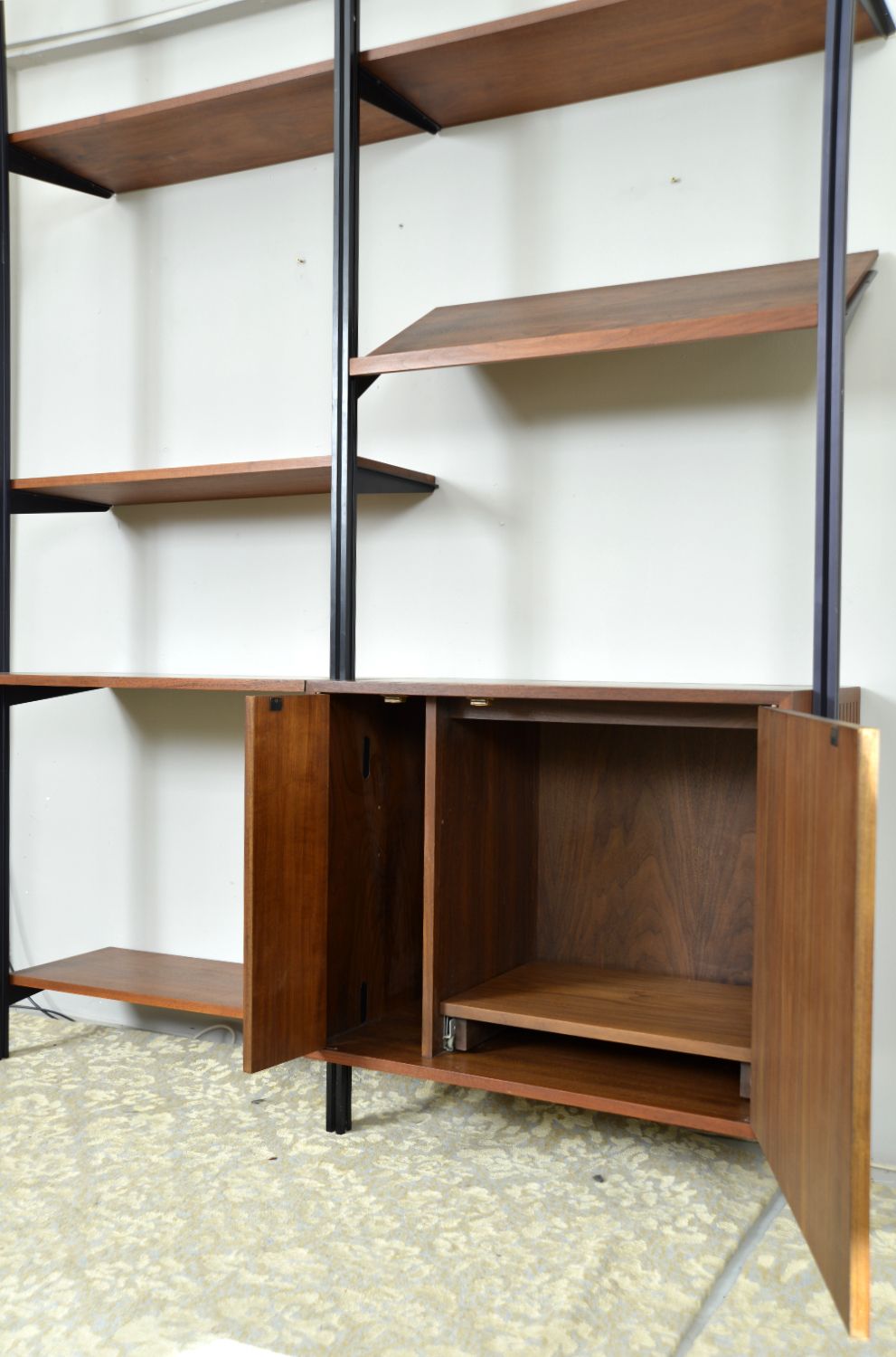 Midcentury George Nelson Omni Herman Miller Modular Shelving System Walnut 1950s photo vinterior