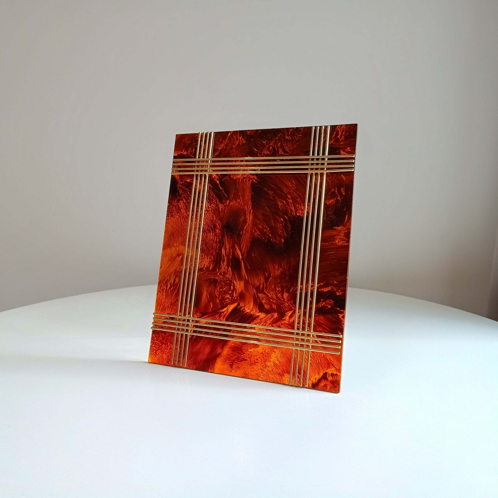 Vintage Midcentury Faux Tortoiseshell Lucite Frame In The Style Of Christian Dior Home Attr Gabriella Crespi