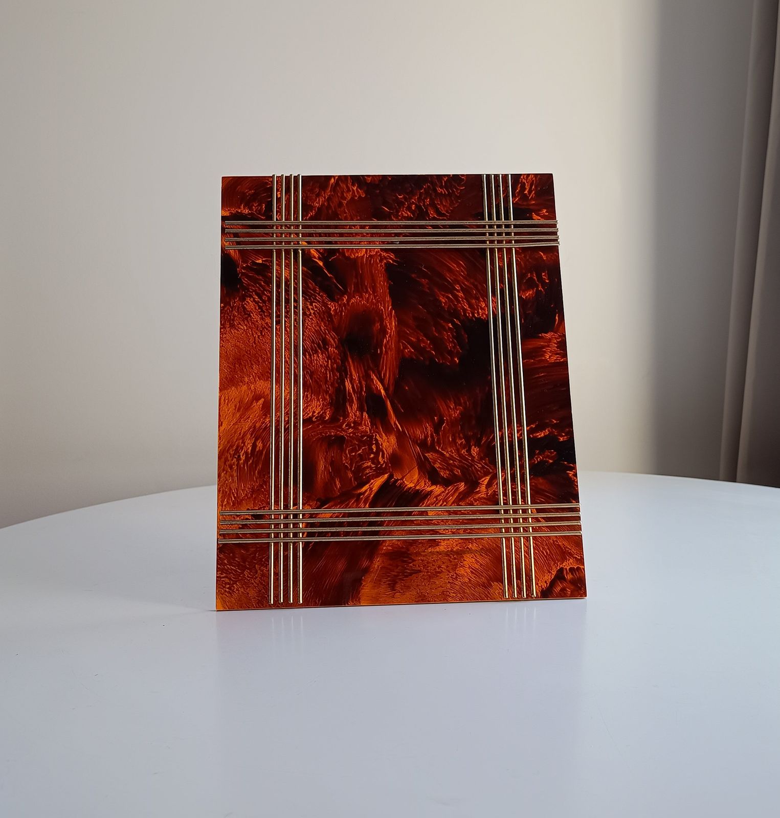 Vintage Midcentury Faux Tortoiseshell Lucite Frame In The Style Of Christian Dior Home Attr Gabriella Crespi photo furniture
