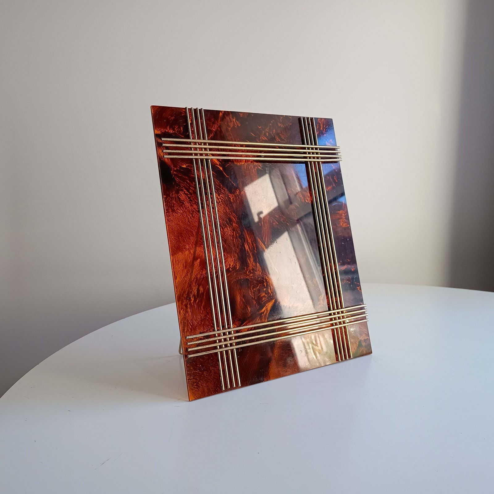 Vintage Midcentury Faux Tortoiseshell Lucite Frame In The Style Of Christian Dior Home Attr Gabriella Crespi photo buy