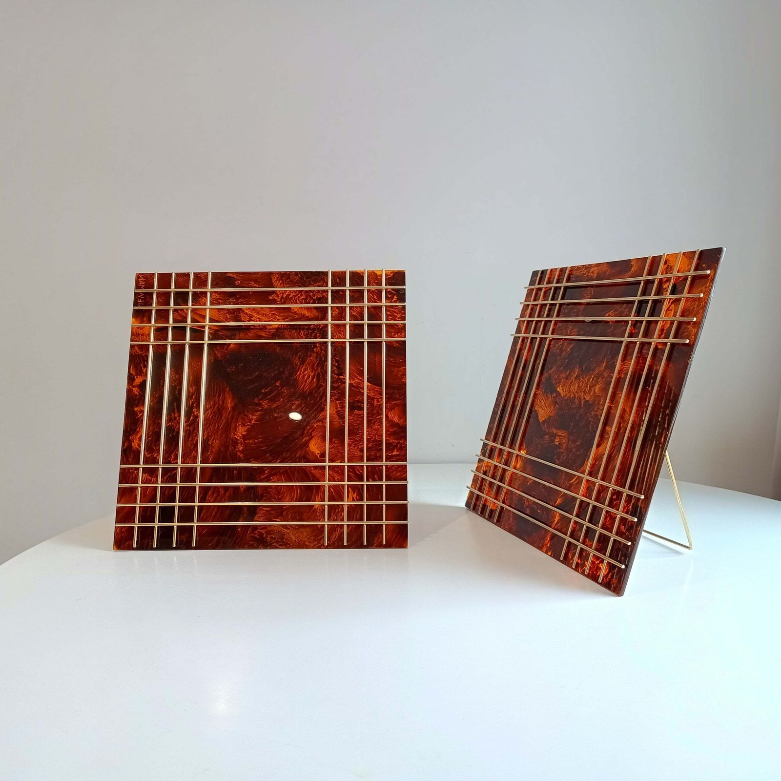 Large Vintage Sculptural Midcentury Faux Tortoiseshell Lucite Frames In The Style Of Christian Dior Home, Attr Gabriella Crespi photo furniture