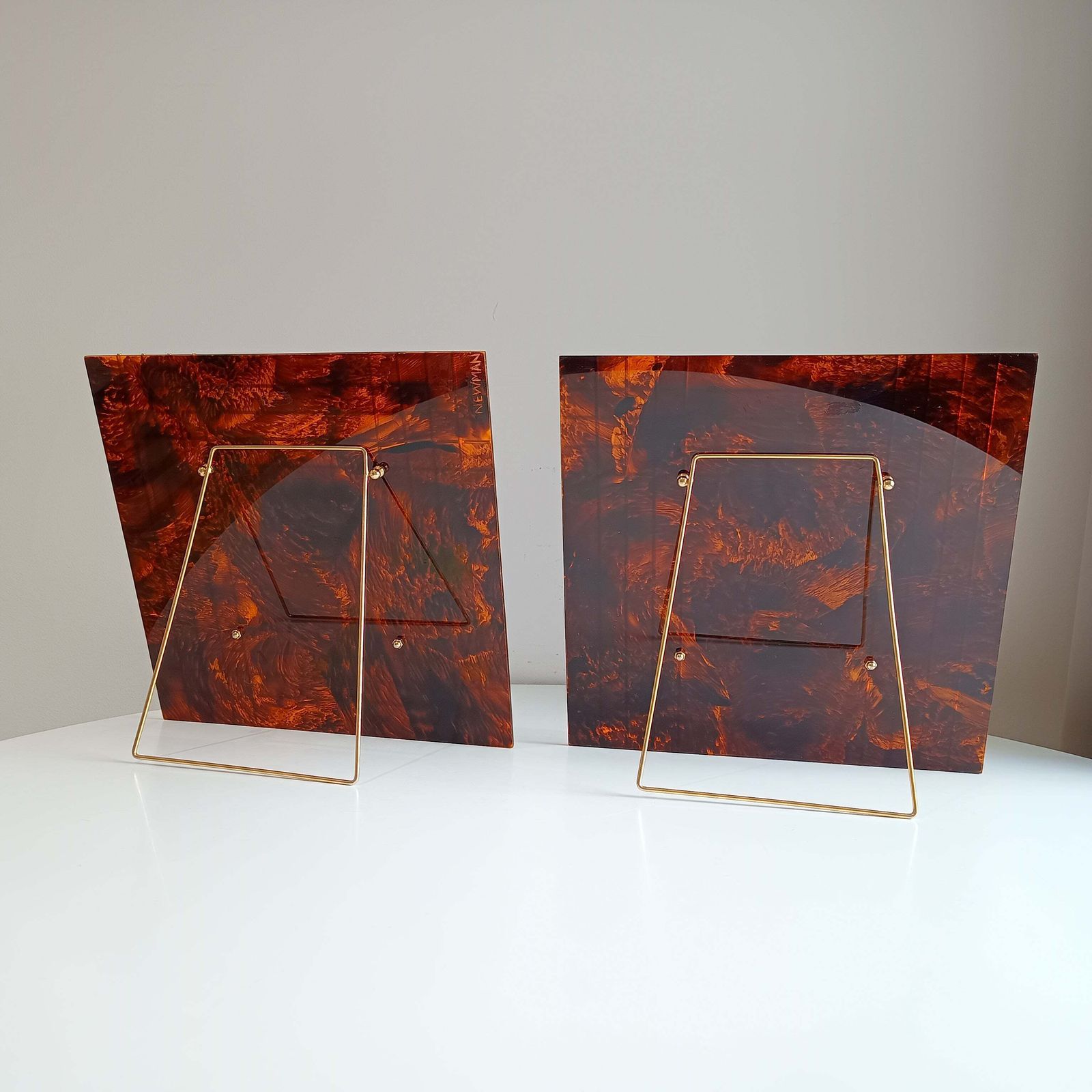 Large Vintage Sculptural Midcentury Faux Tortoiseshell Lucite Frames In The Style Of Christian Dior Home, Attr Gabriella Crespi photo buy