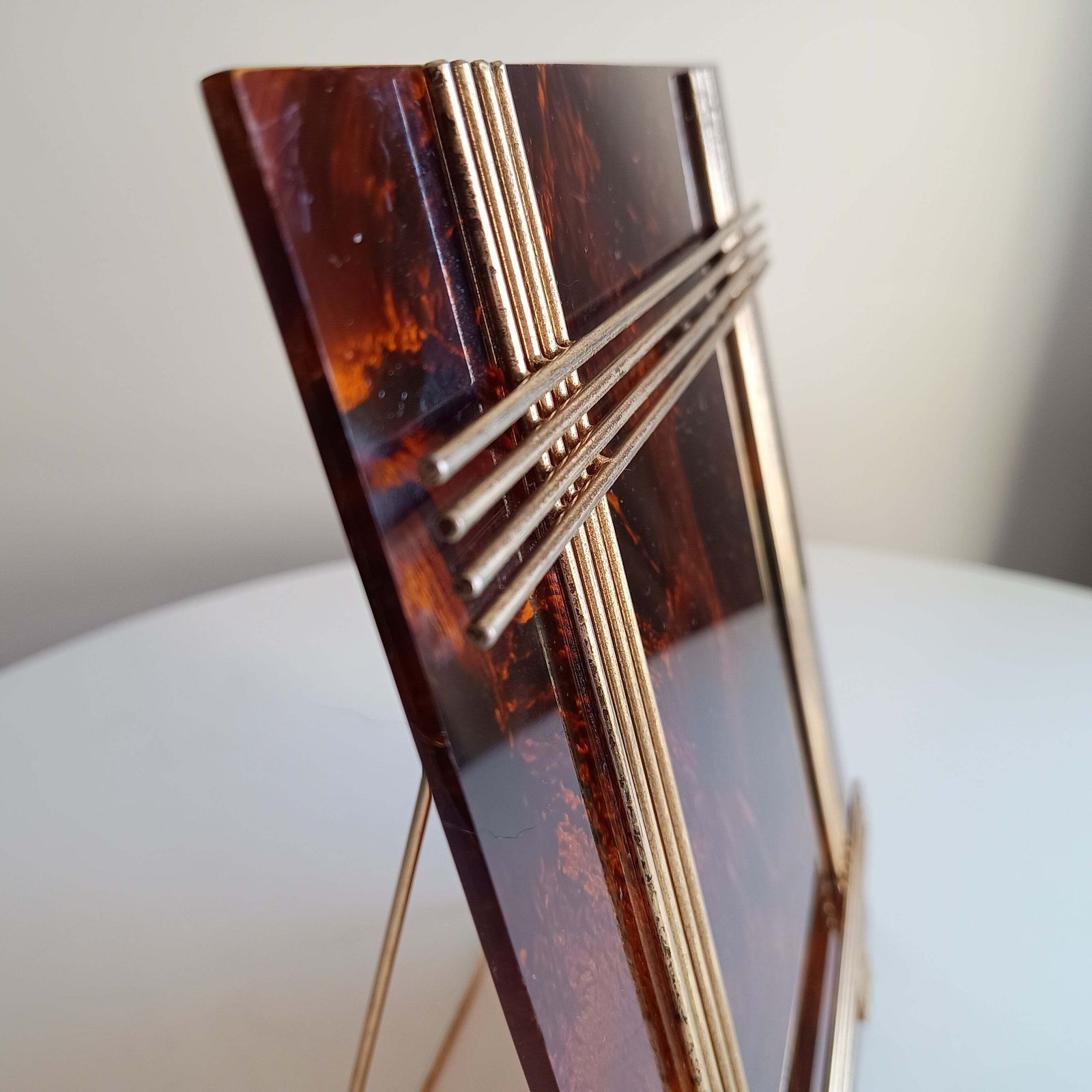 photo for sale Large Vintage Sculptural Midcentury Faux Tortoiseshell Lucite Frames In The Style Of Christian Dior Home, Attr Gabriella Crespi