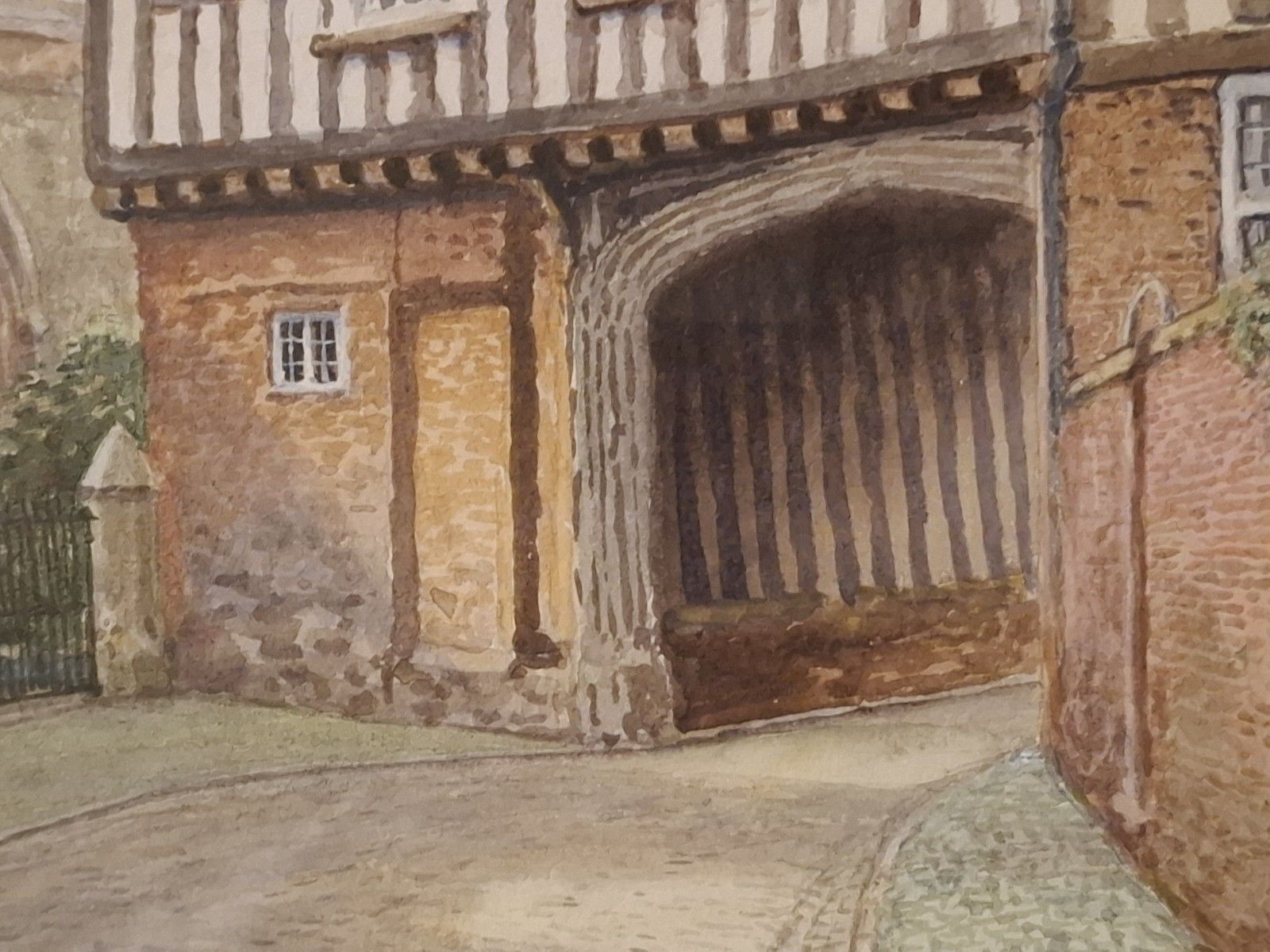 Albert Henry Findley Watercolour St Mary De Castro Tudor Gate House Leicester photo vinterior