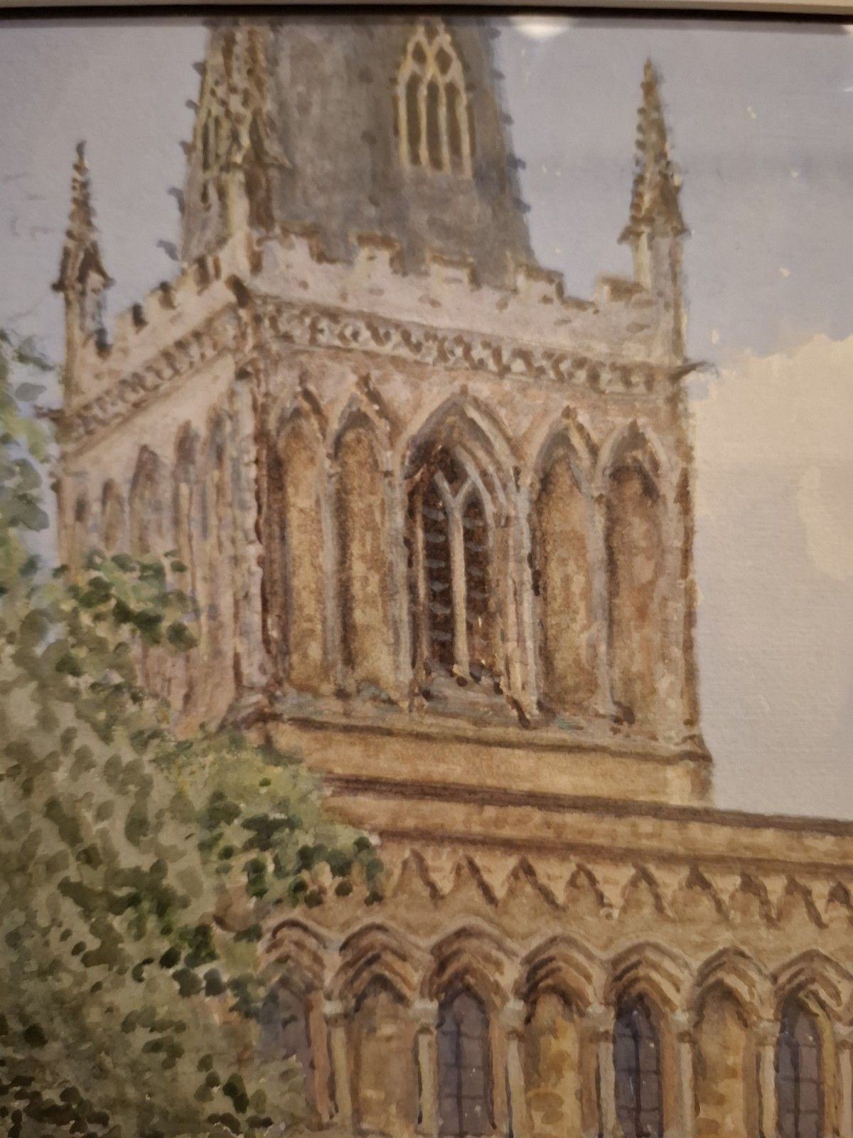 photo vintage Albert Henry Findley Watercolour St Mary De Castro Tudor Gate House Leicester