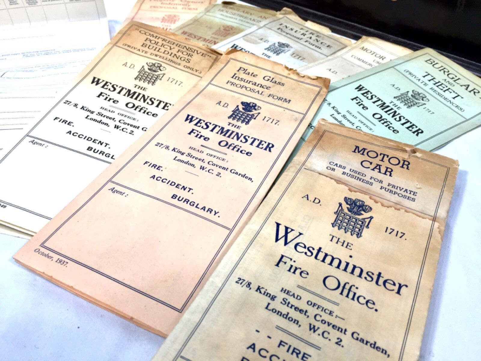 Home Decor Antique Advertising The Westminster Fire Office Tabletop Leaflet Display Rack photo