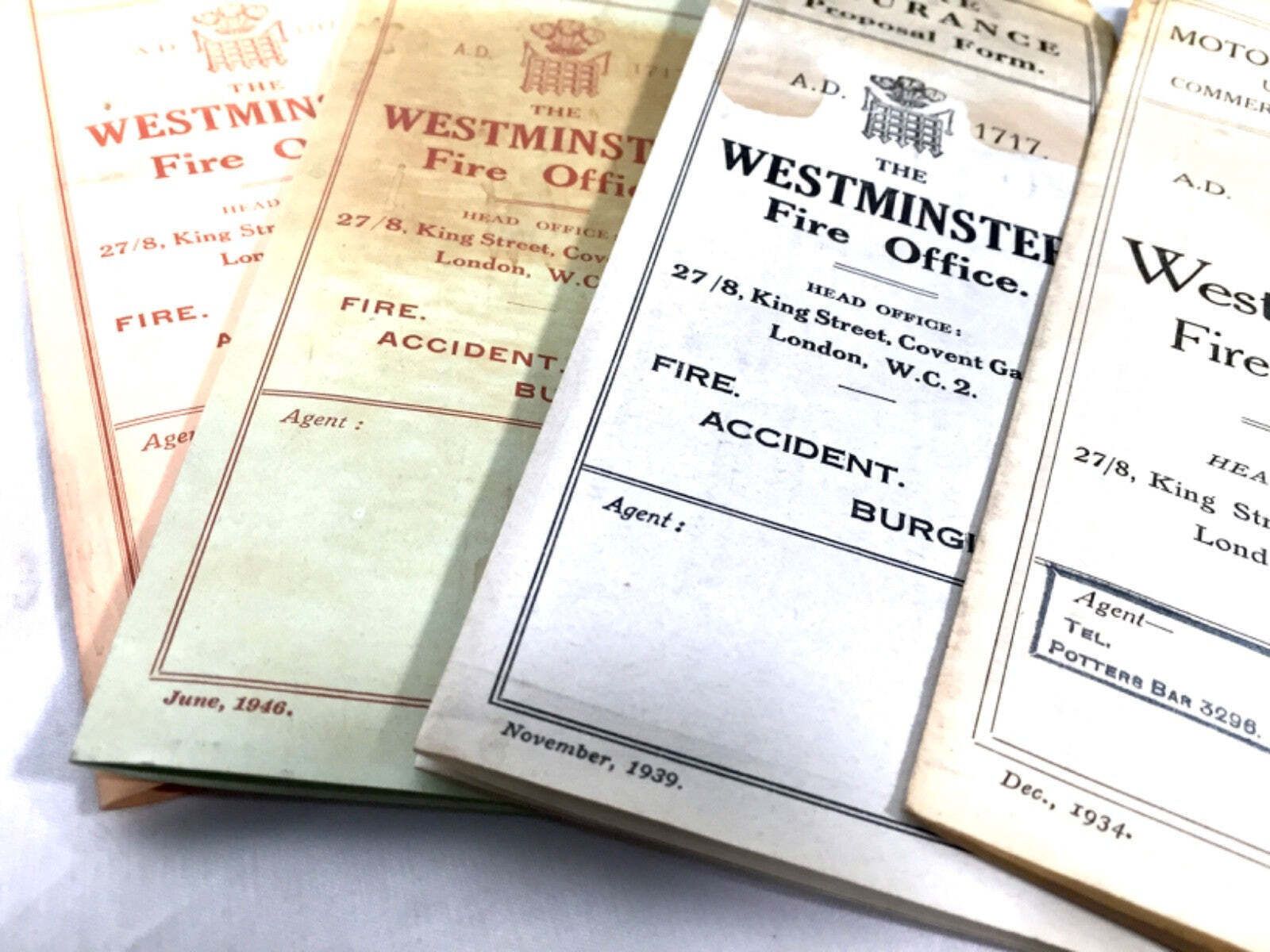 photo vintage Antique Advertising The Westminster Fire Office Tabletop Leaflet Display Rack