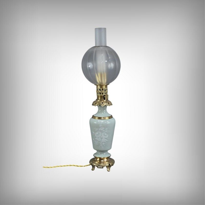 Electrified Celadon Oil Lamp, Napoleon III Period – Part 2 Of The 19th Century