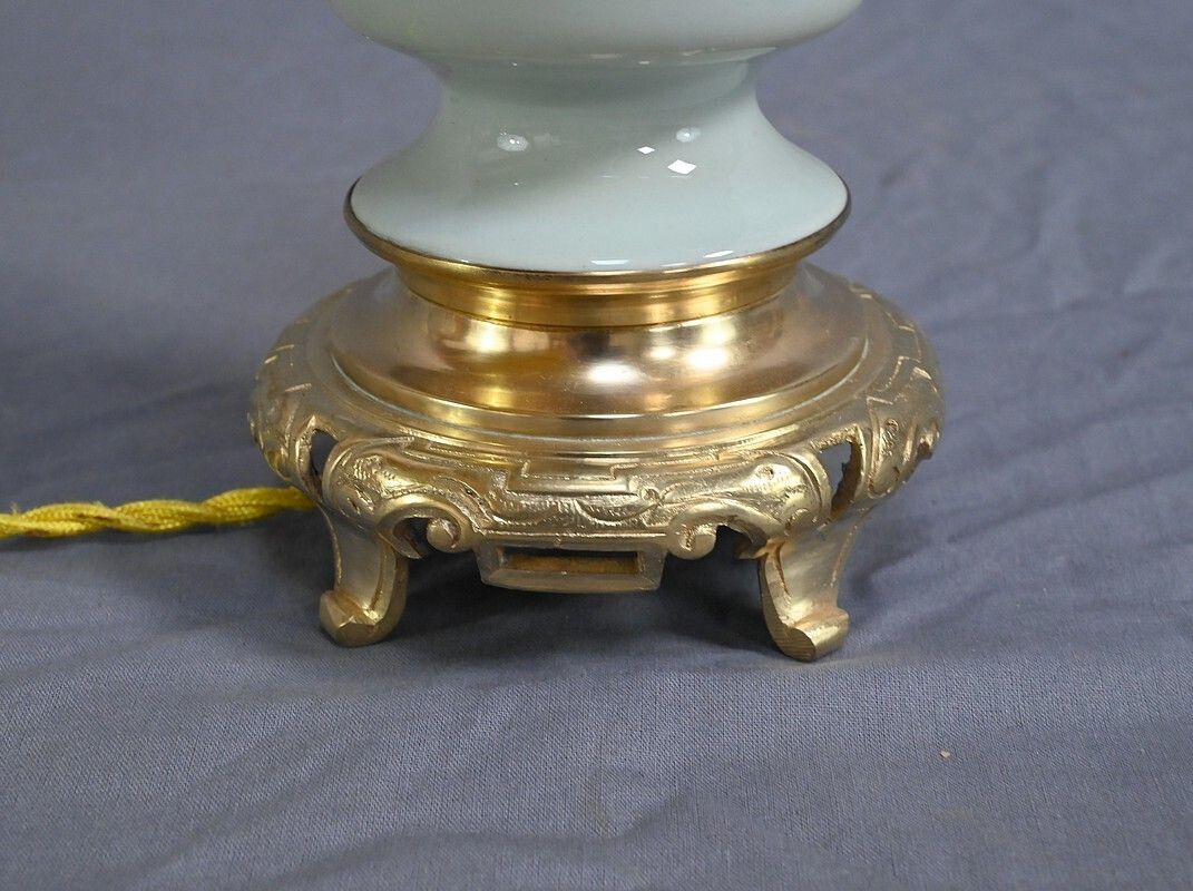 photo buy Electrified Celadon Oil Lamp, Napoleon III Period – Part 2 Of The 19th Century