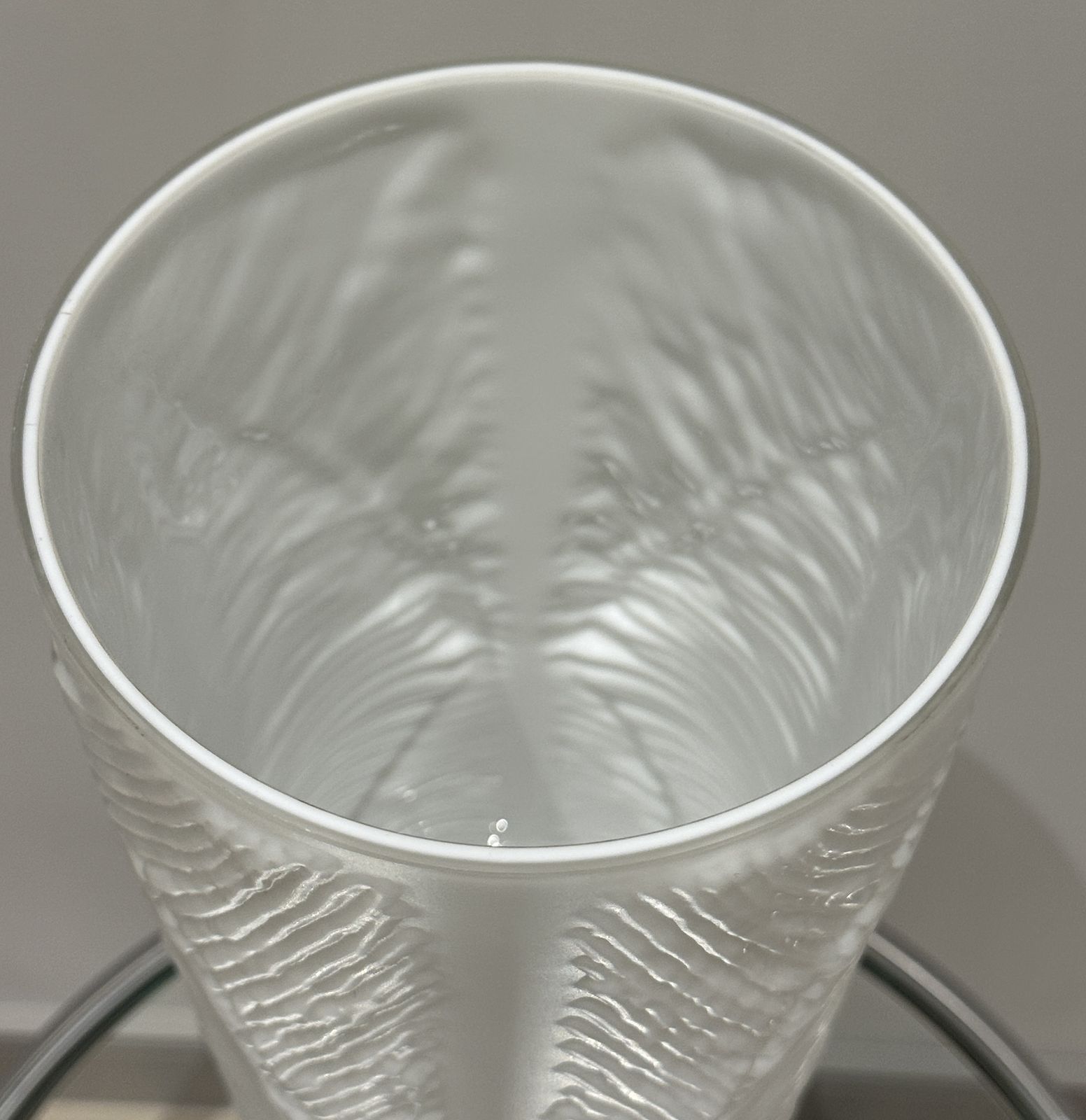 Large 1970s Peill & Putzler White & Clear Encased Glass "Feather" Cylindrical Vase photo buy
