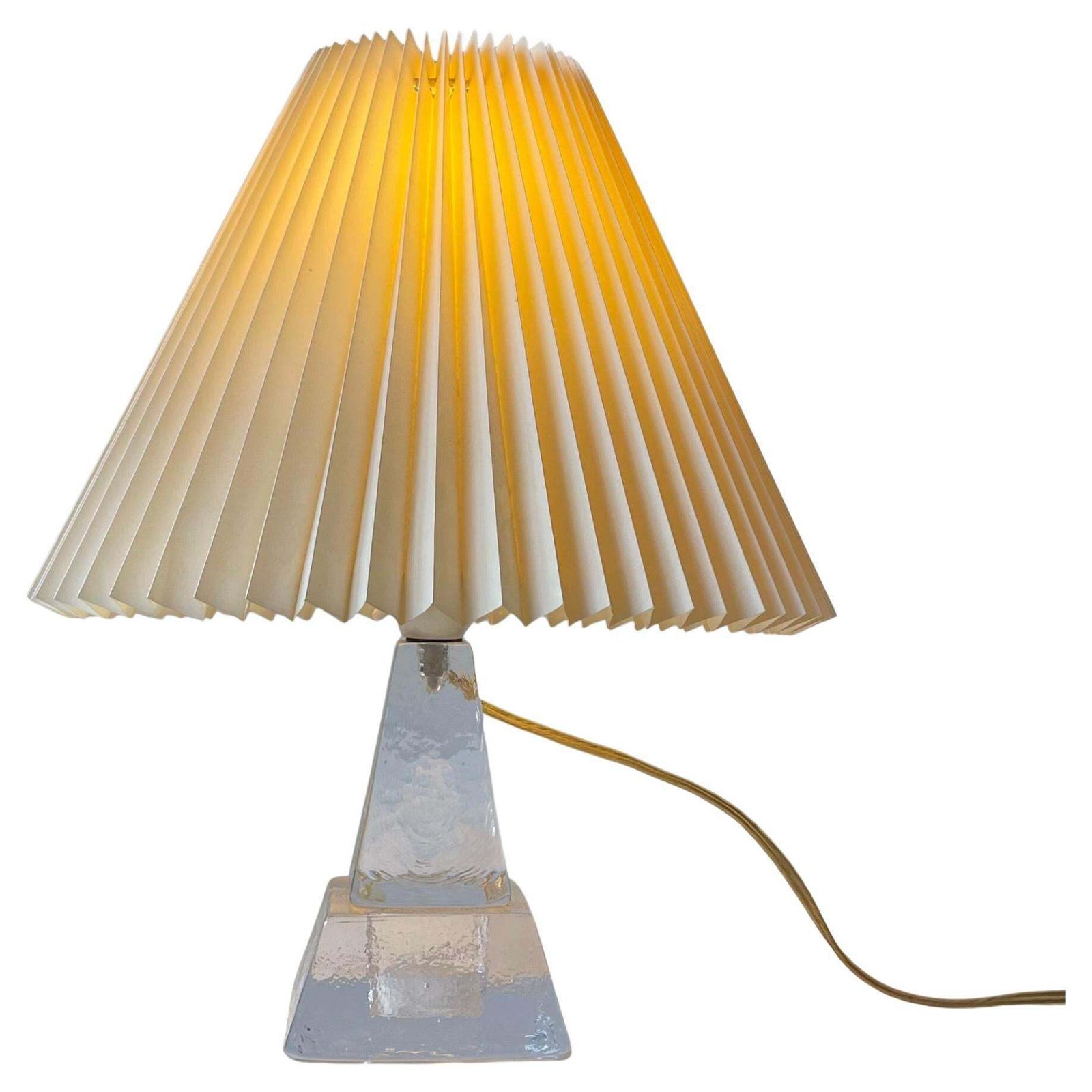 Urshult Glasbruk Sweden Midcentury Table Lamp In Ice Glass, 1960s