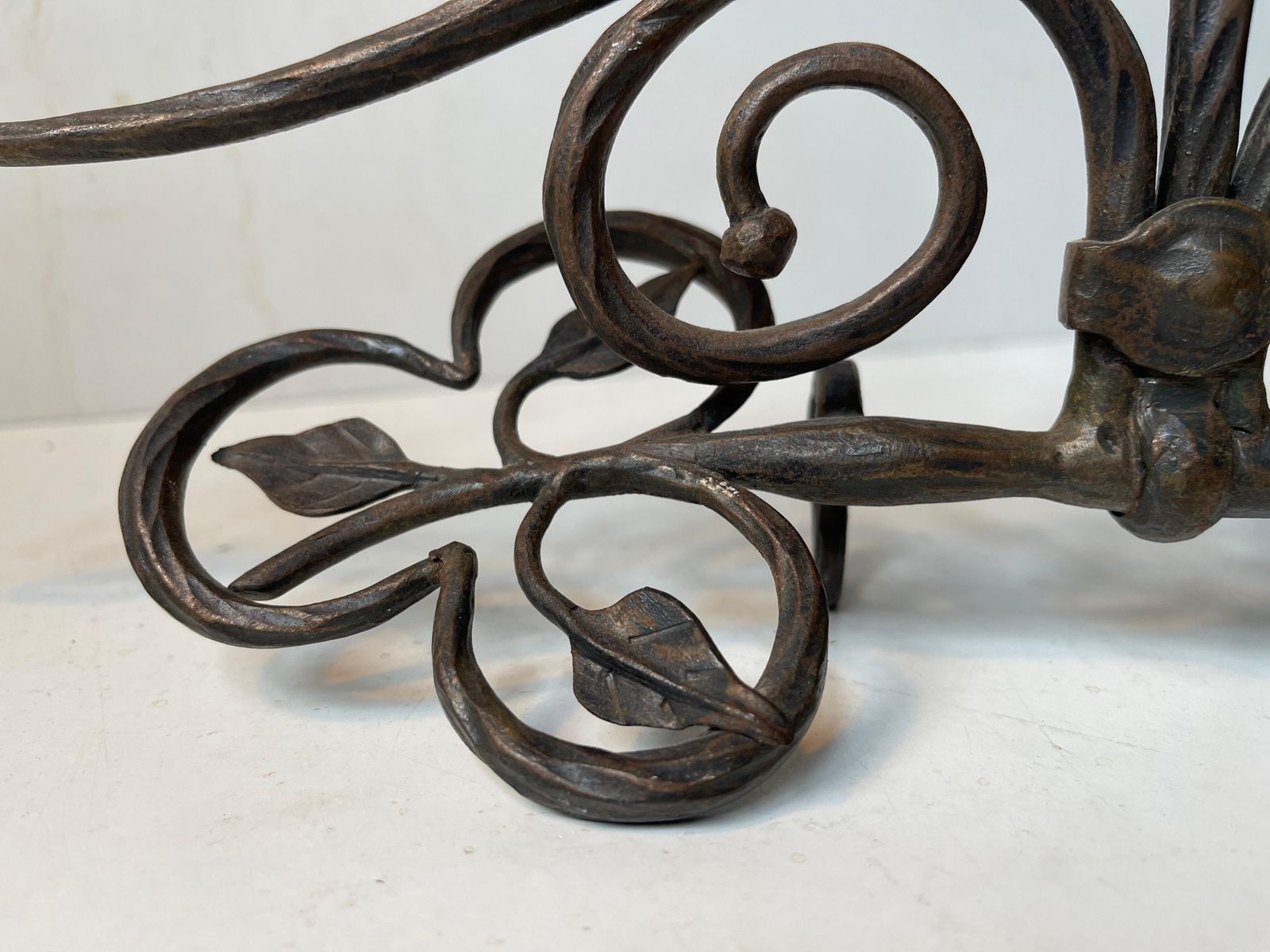 Old Italian Hand Forged Wrought Iron Church 'Key' Candelabra W. 5 Arms photo Home Decor