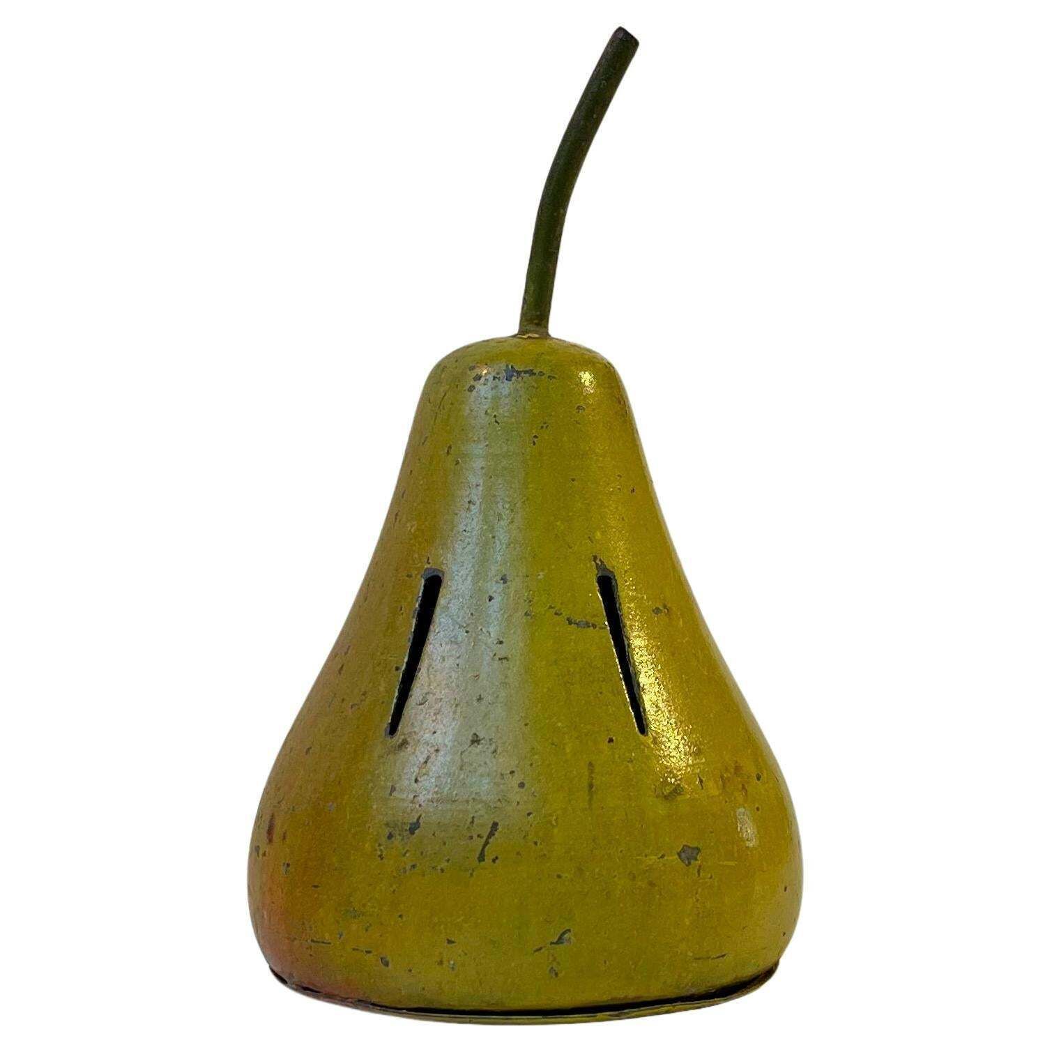 Bauhaus Era Pear Potpourri Jar In Lacquered Steel, 1920s