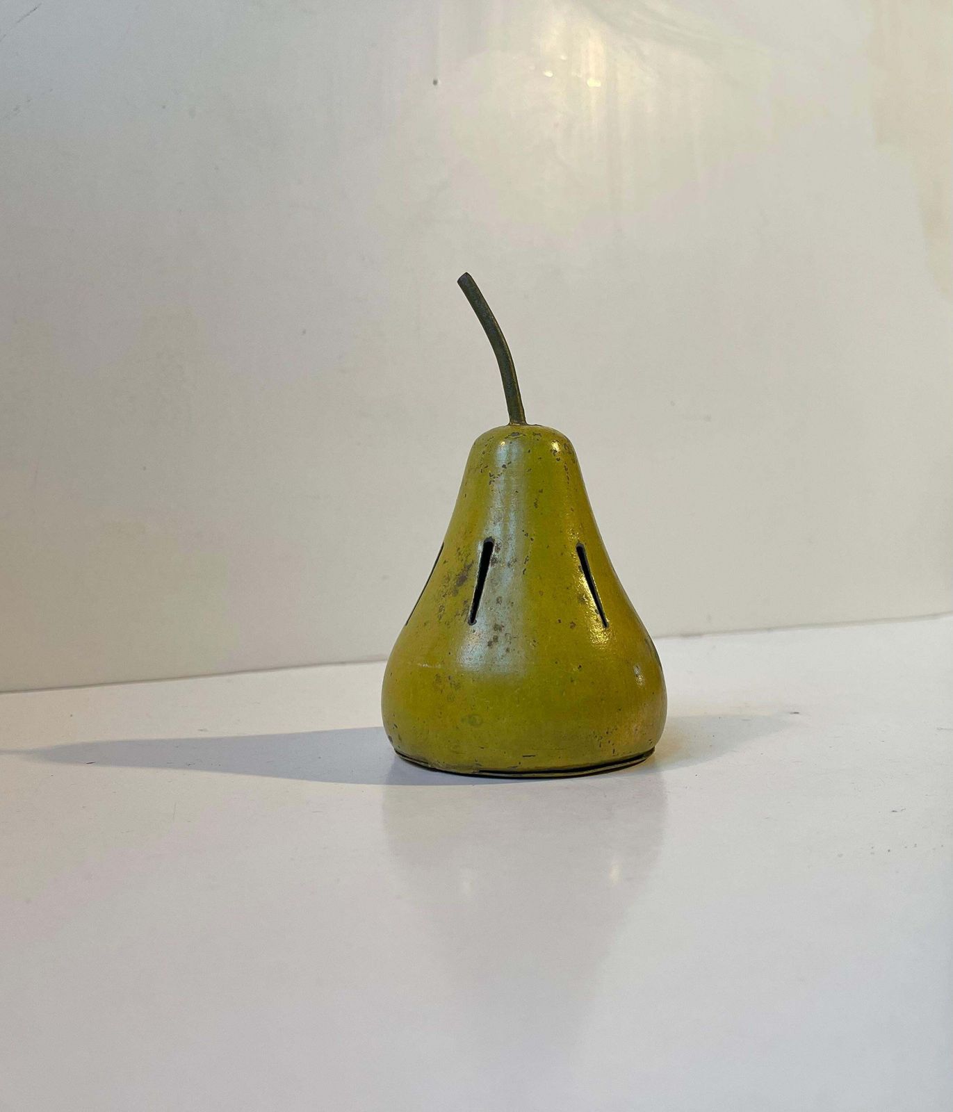 Bauhaus Era Pear Potpourri Jar In Lacquered Steel, 1920s photo for sale