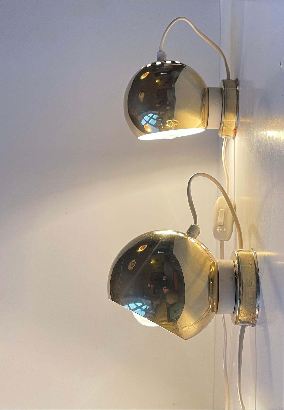 Italian Magnetic Golden Globe Wall Lamps By Compadori Reggiani photo vintage