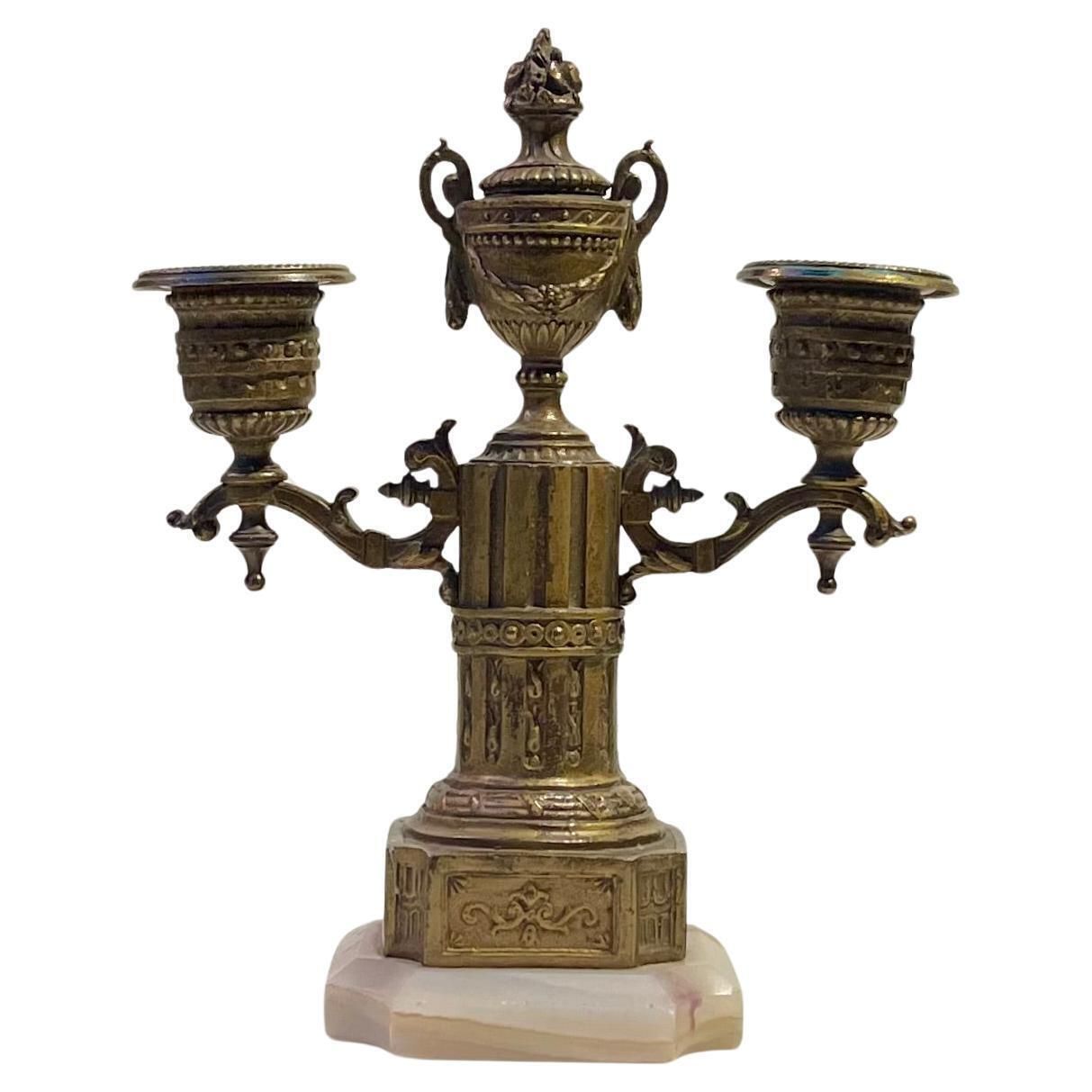 Small Antique French Candelabra In Gilt Bronze, Louis XVI Style