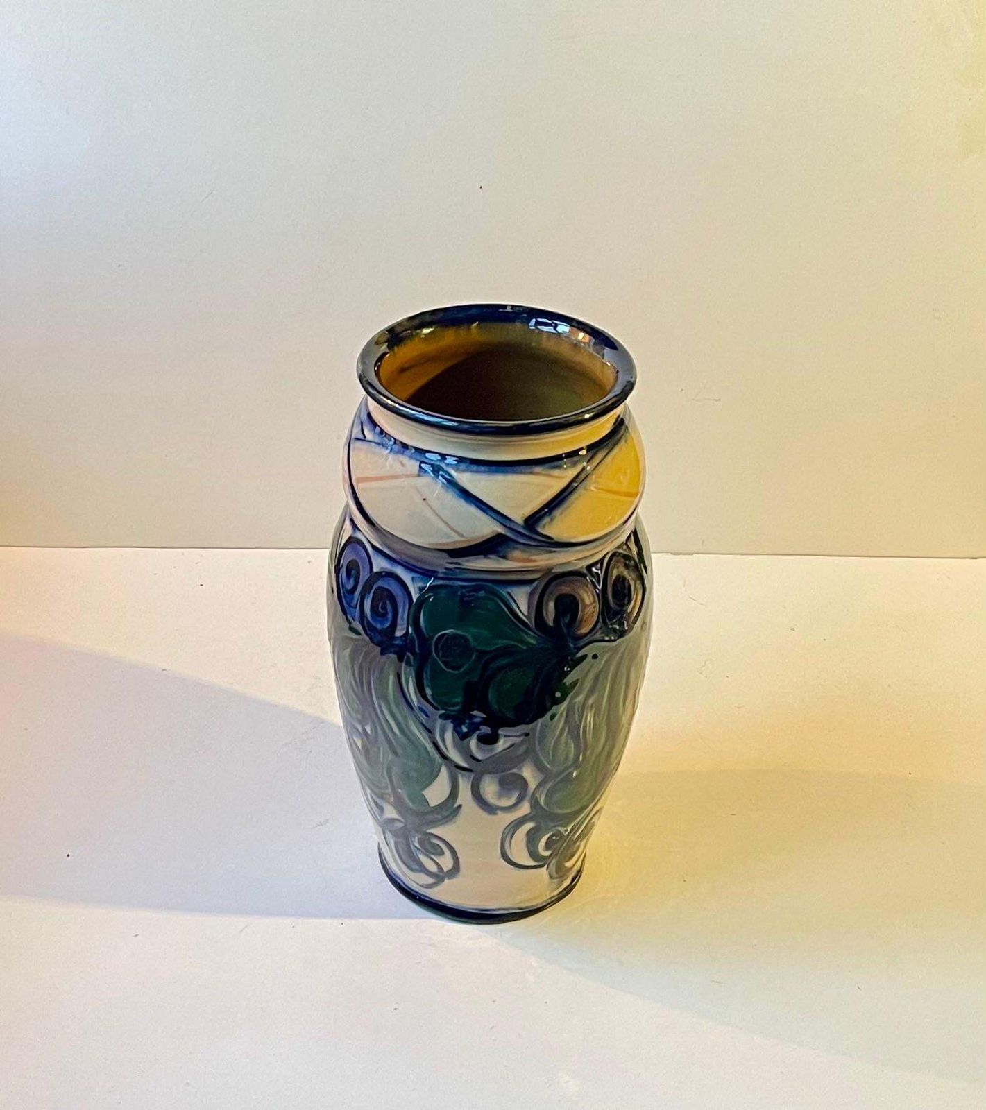 Large Hand Glazed Danish Art Nouveau Vase By Danico, 1920s photo for sale