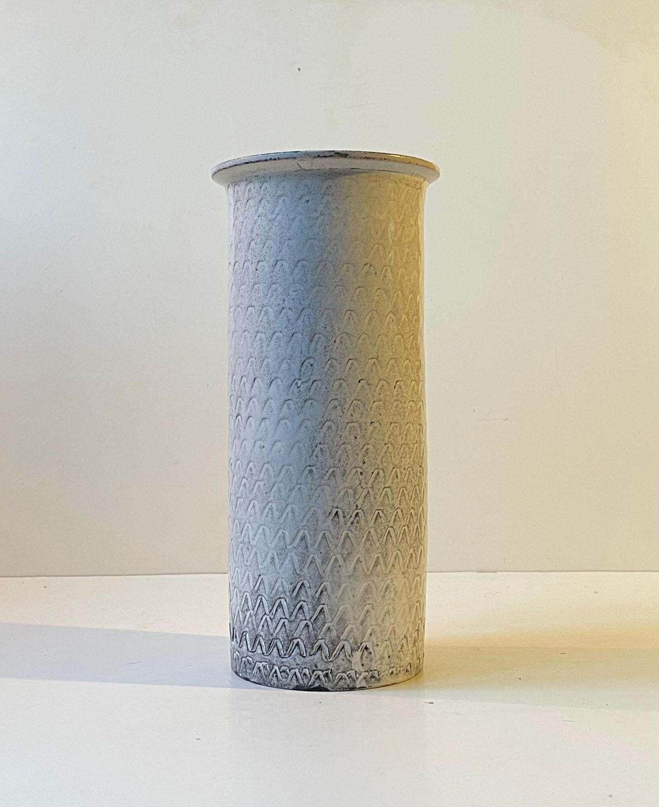 Svend Hammershøi Cylindrical Vase In Black & White Ash Glazes F Herman A. Kähler photo furniture
