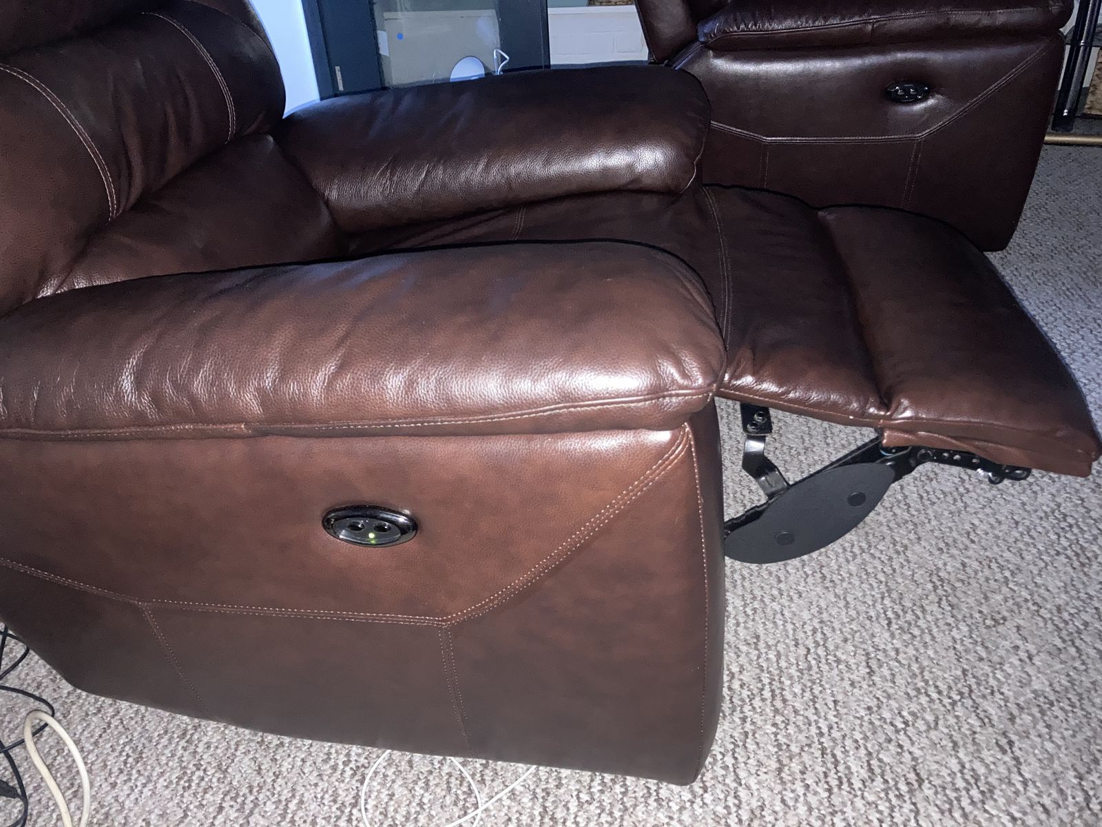 Oak Furniture Land Grade A Genuine Leather Brown All Reclining 3 Piece Suite Sofa Set photo for sale