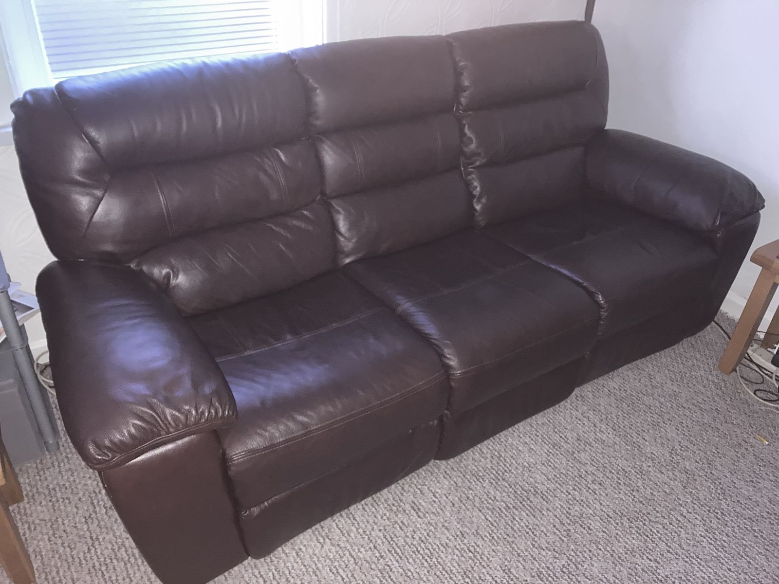 Oak Furniture Land Grade A Genuine Leather Brown All Reclining 3 Piece Suite Sofa Set photo Furniture