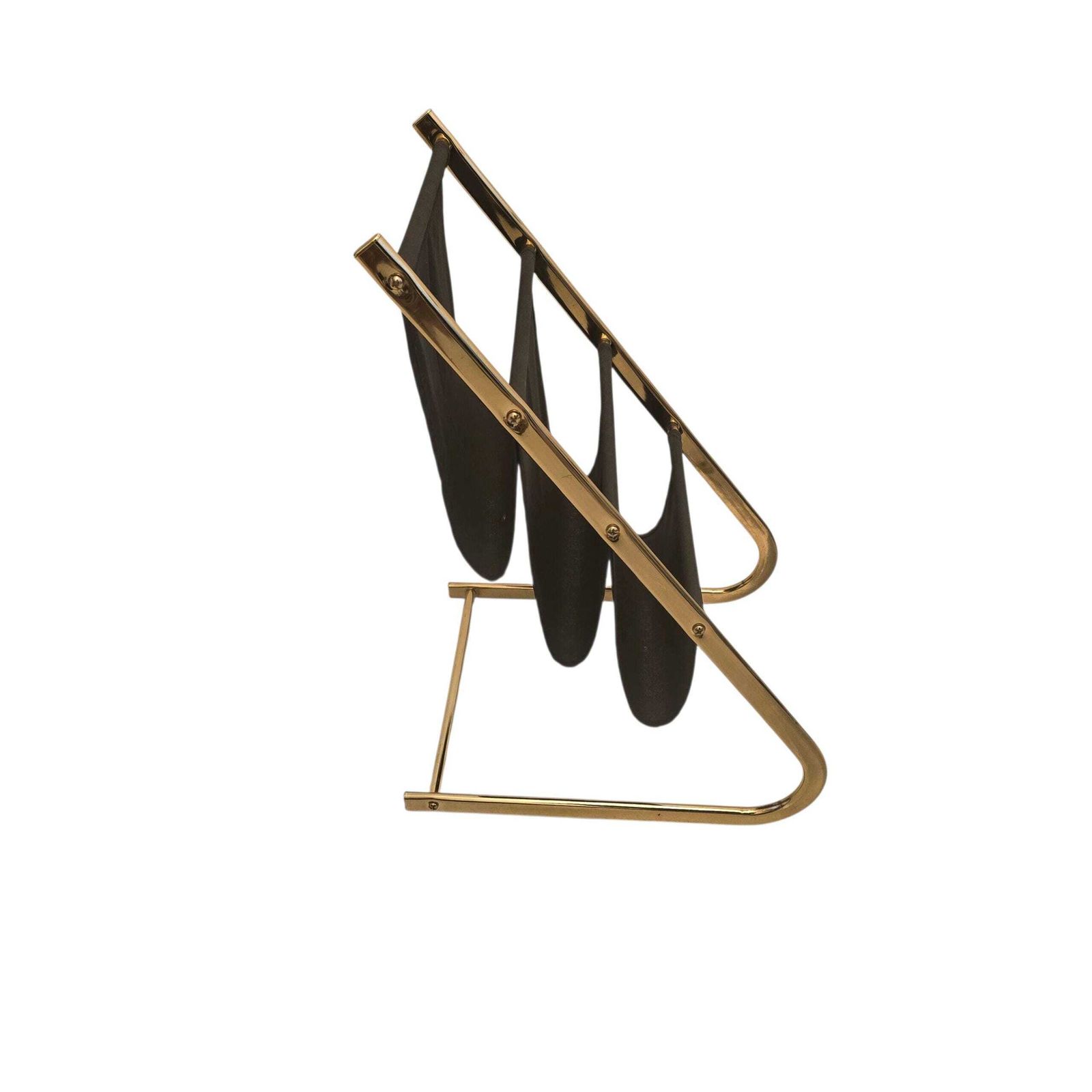 photo furniture Vintage Mid Century Modern Hollywood Regency Metal Magazine Rack In Gold