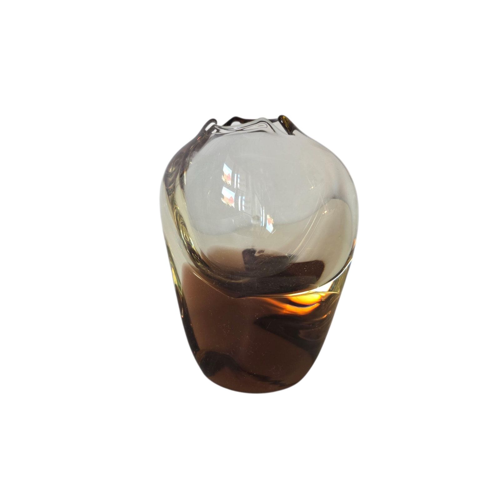 Vintage Bohemian Glass Vase Hand Made Glass 1980's