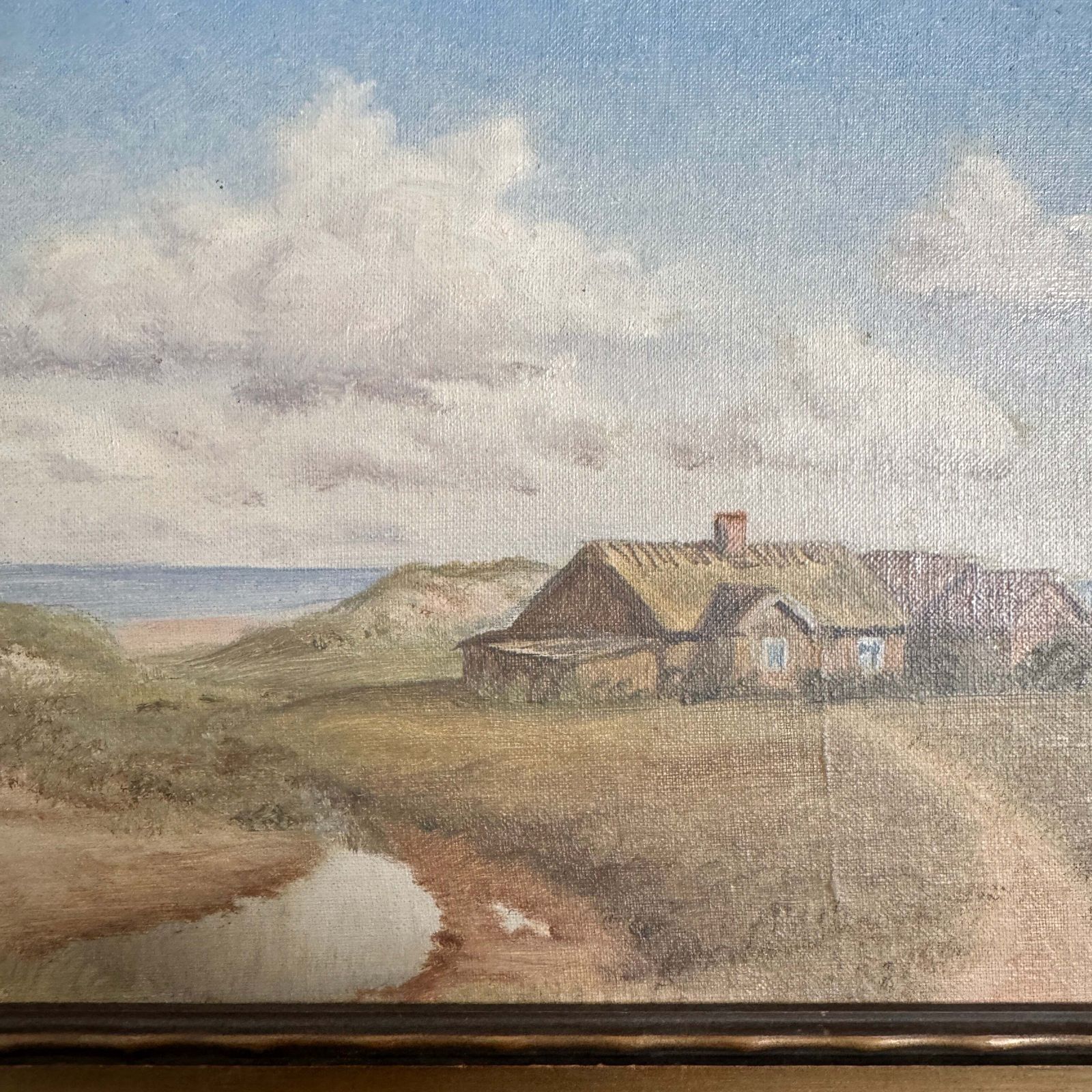 Soft Light Over Jutland. Vintage Danish Oil Painting. photo furniture