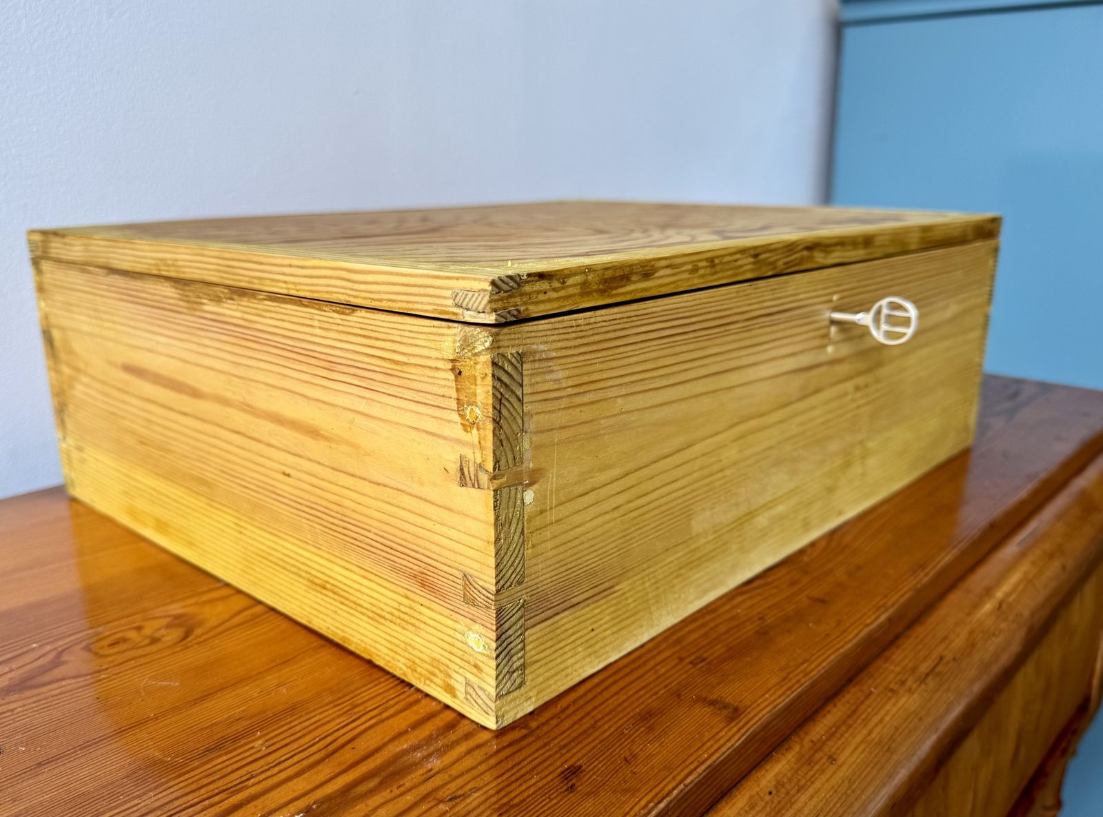 Vintage Pine Box With Key photo furniture