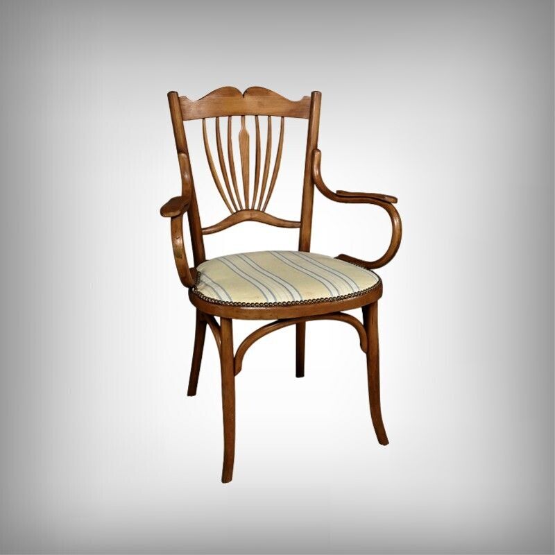 Curved Beech Armchair, Maison Fischel, Art Nouveau – Early 20th Century photo furniture