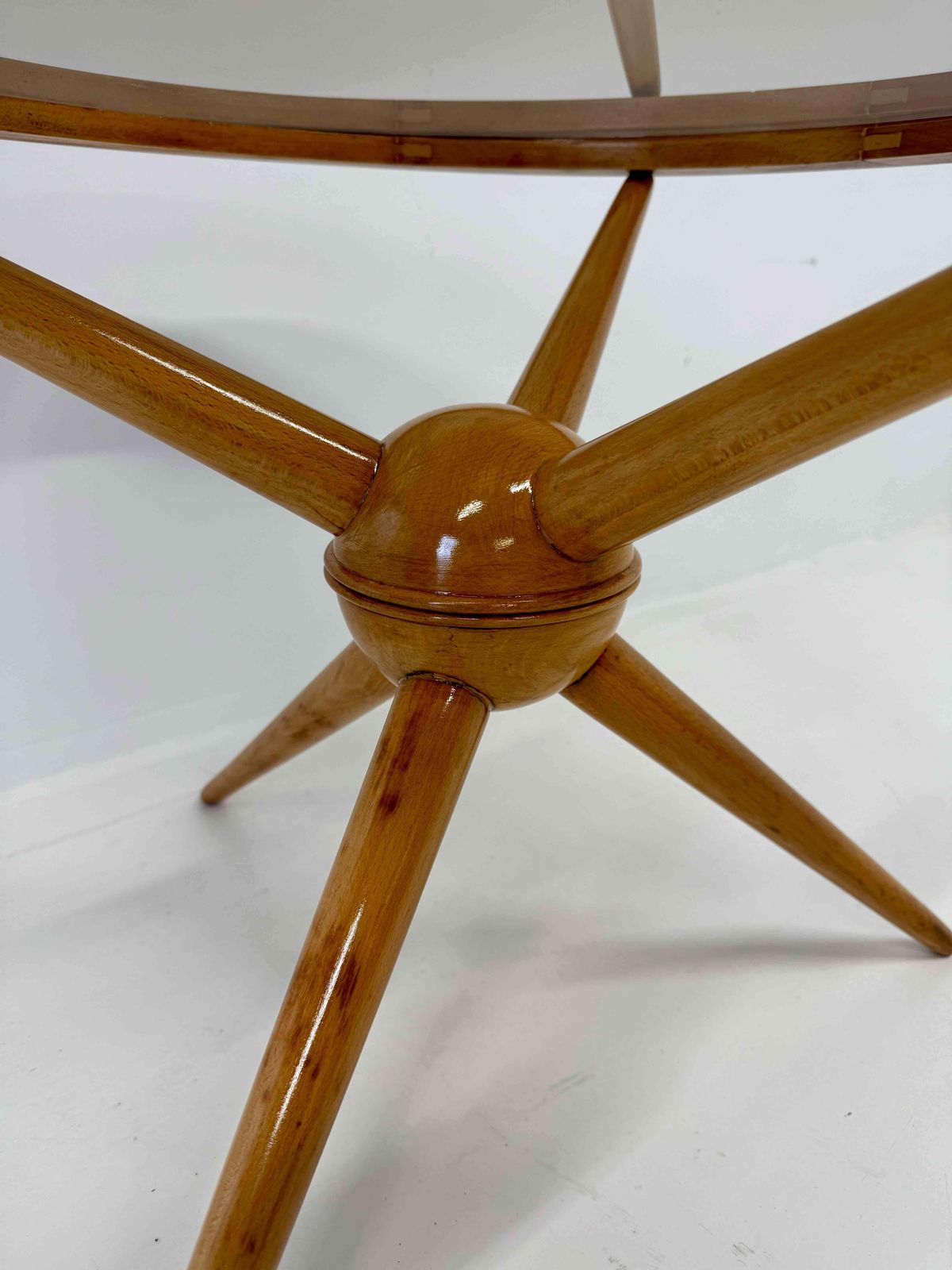 Italian Maple And Smoked Glass Coffee Table, By Cesare Lacca, 1950s photo buy