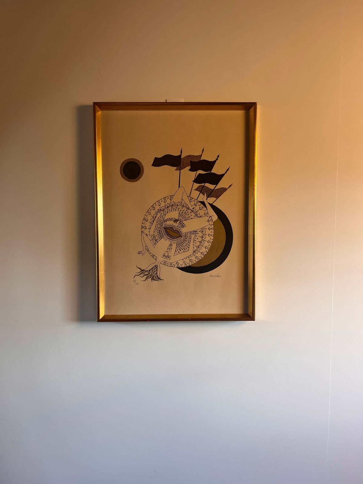 Surrealist Lithograph By Max Walter Svanberg, Sweden C. 1950. photo furniture