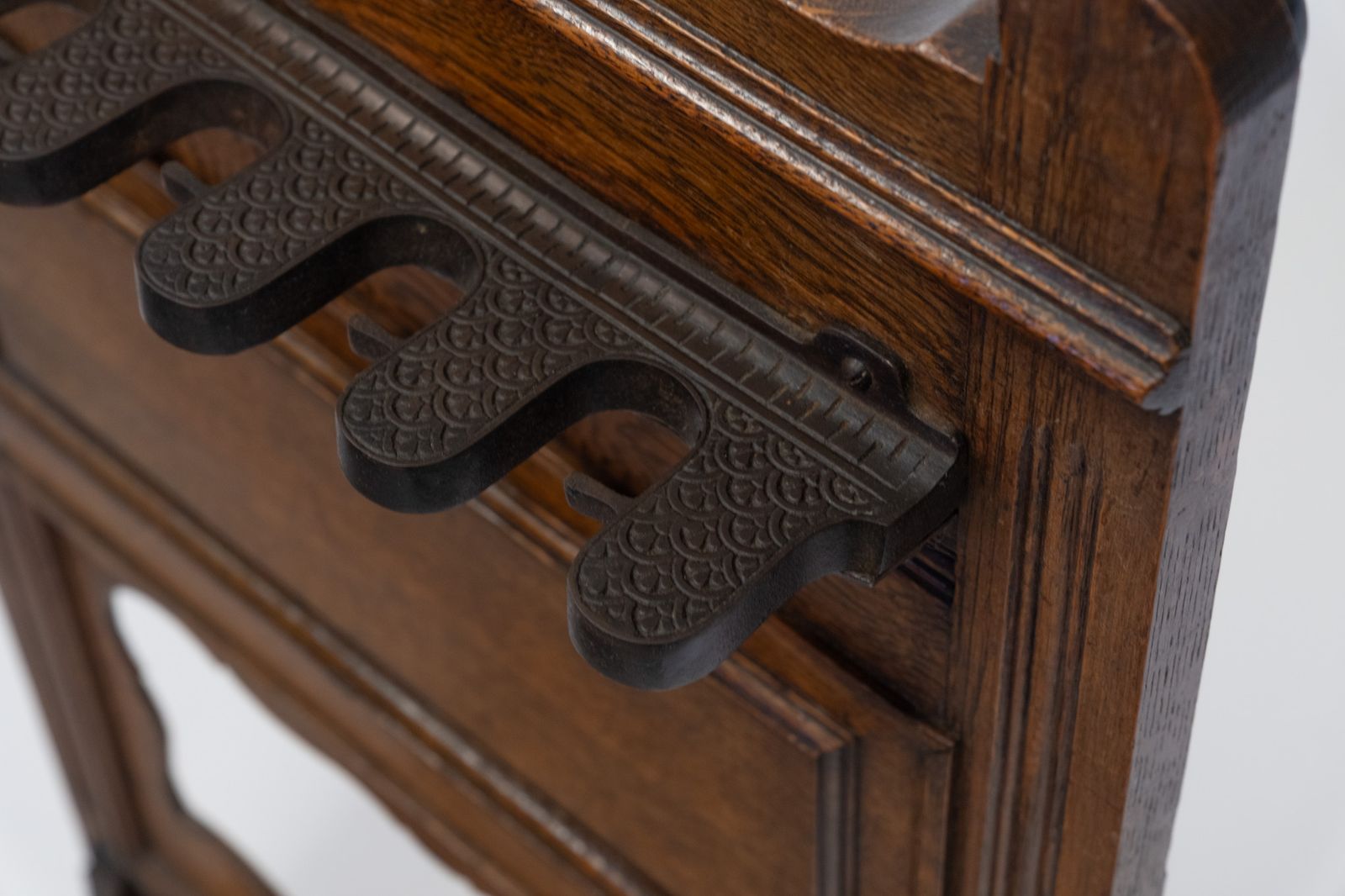Antique Edwardian Oak Snooker Pool Cue Rack Stand photo Home Decor