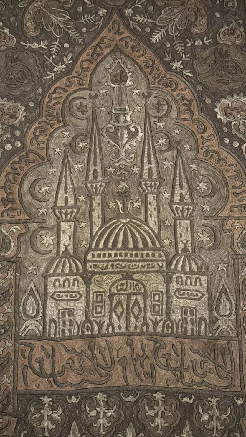 19th Century Ottoman Silk & Metal Thread Wall Hang In Silver Copper & Gold photo furniture