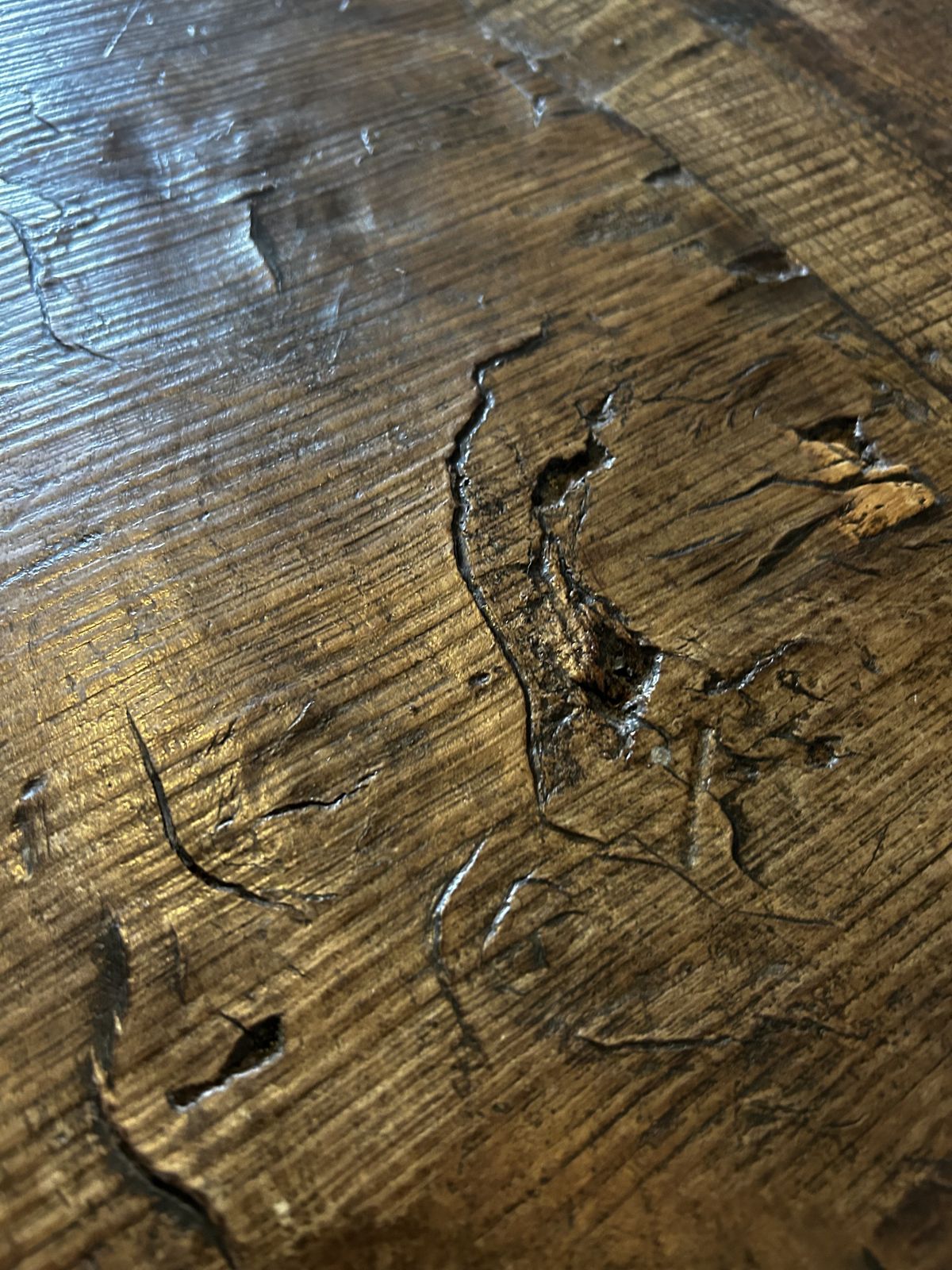Hand Crafted Reclaimed Oak Table – Unique Resin Detailing,  One Of A Kind Design, No Two Tables Are Alike. photo for sale