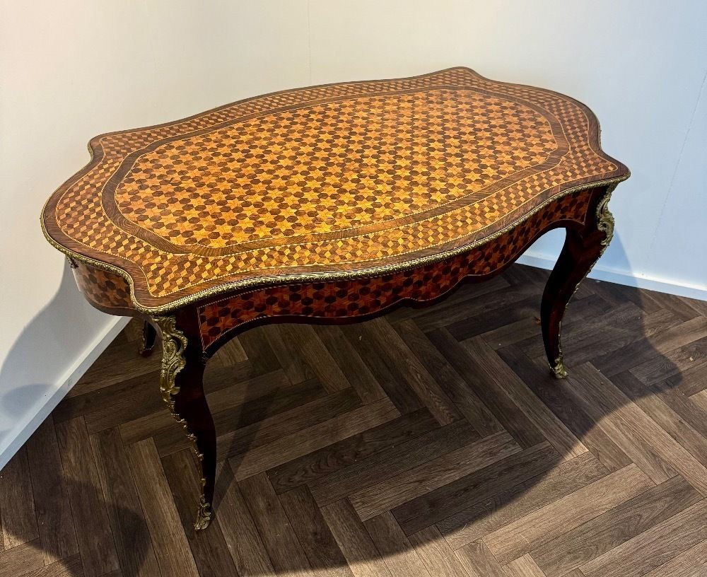 Magnificent Quality French Antique Rosewood & Parquetry Inlaid Centre Table photo vintage