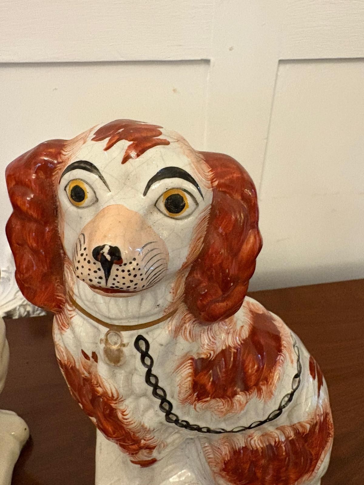 Pair Of Antique Staffordshire Spaniel Dogs photo buy