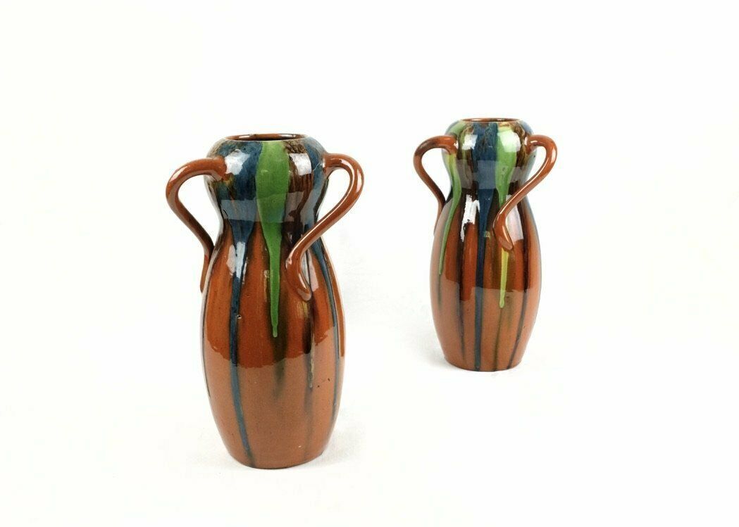 A Pair Of Art Nouveau Drip Glaze Vases photo furniture