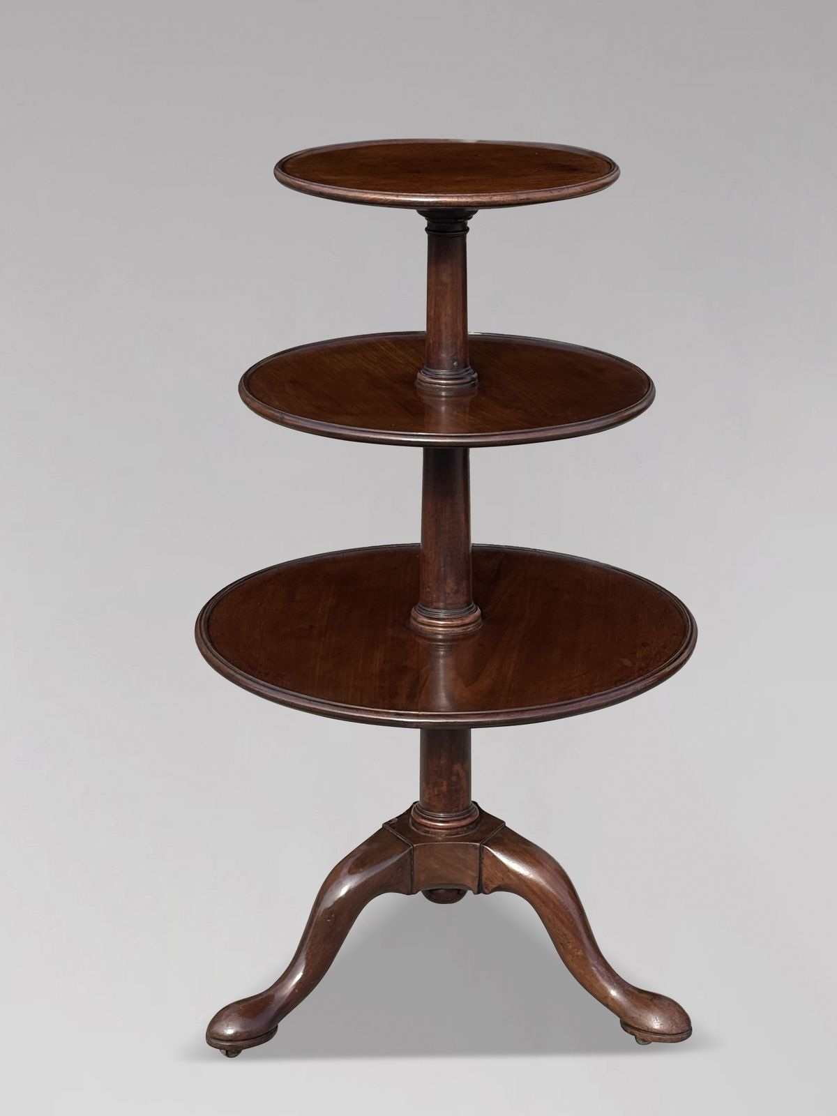 18th Century George III Period Mahogany 3 Tier Dumb Waiter