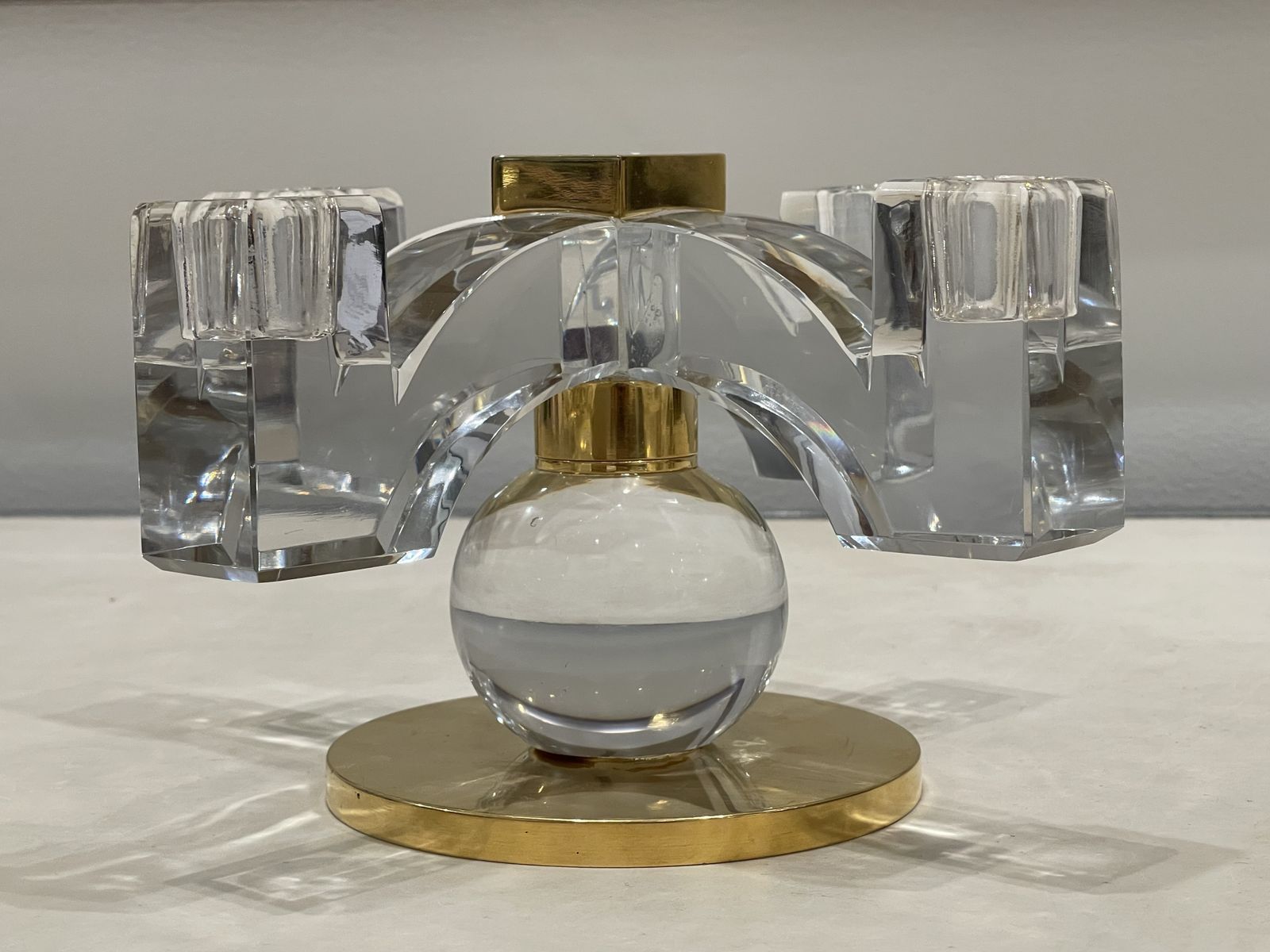 Fabulous Pair Of Baccarat Crystal Candelabras,  Created By Jacques Adnet, 1935, France photo Home Decor