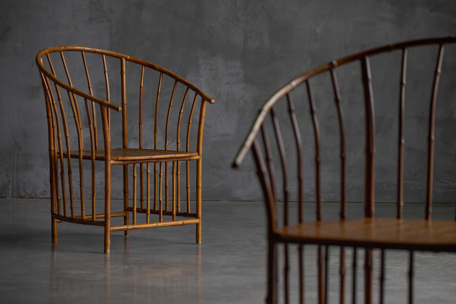 Rustic Wabi Sabi Bamboo Armchairs, France, 1970s photo Furniture
