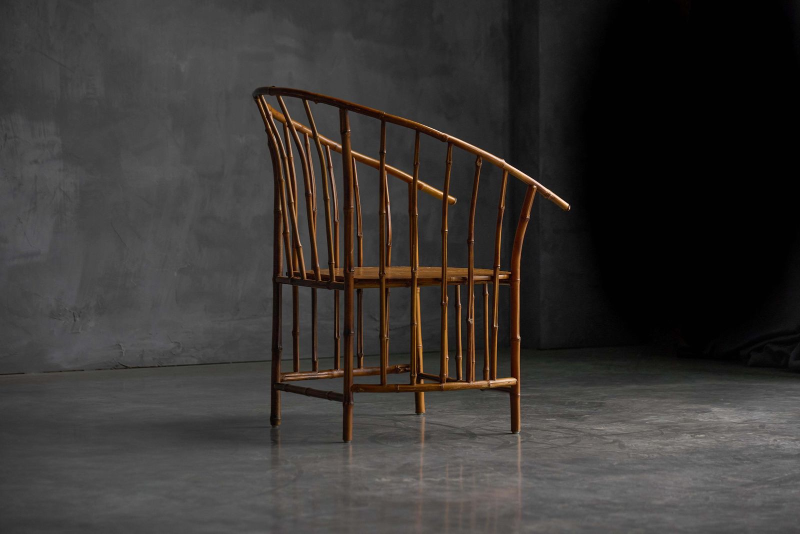 photo buy Rustic Wabi Sabi Bamboo Armchairs, France, 1970s