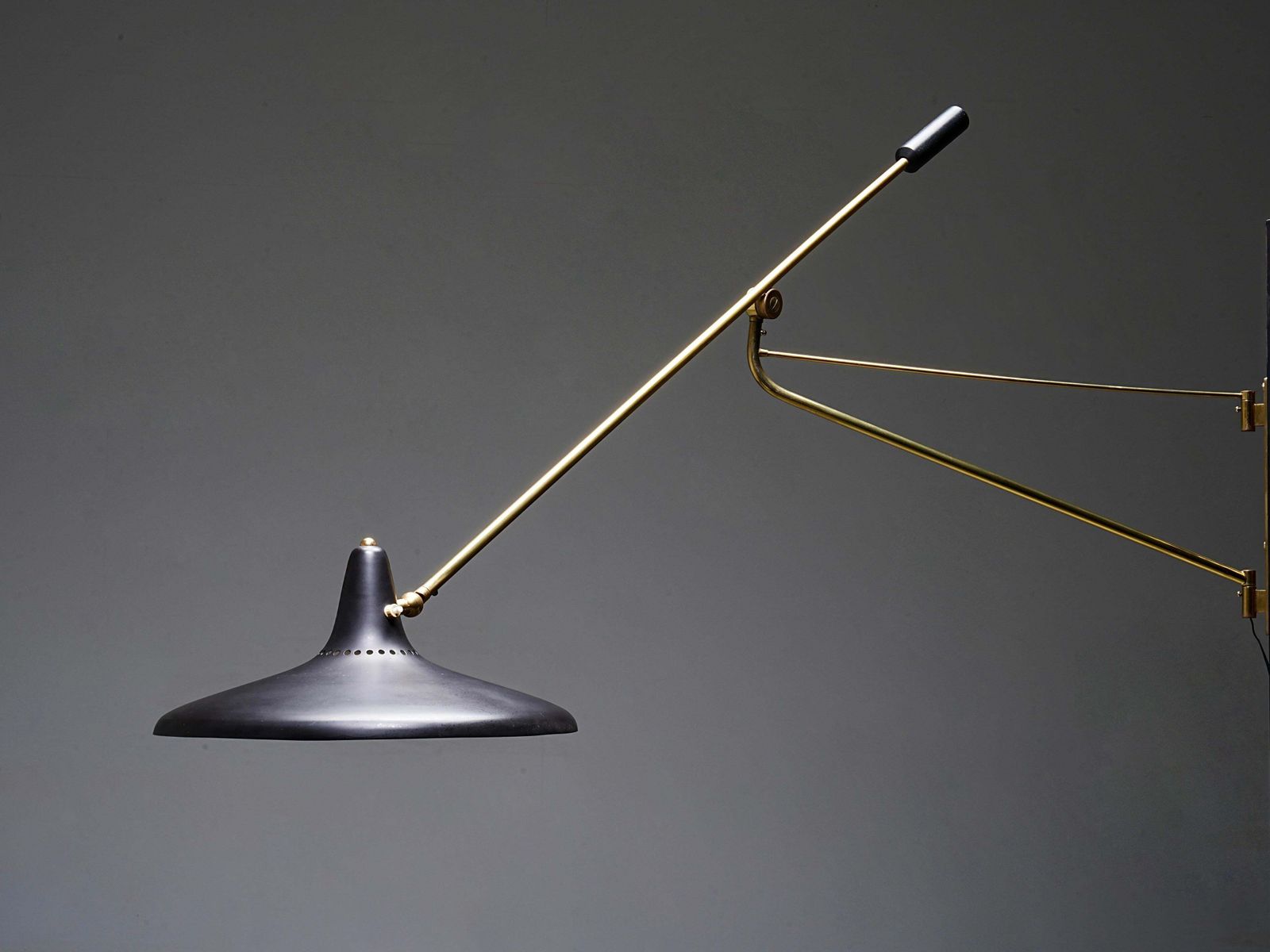Stilnovo No 3030 Wall Light In Brass And Black Metal, Italy, 1950's photo furniture