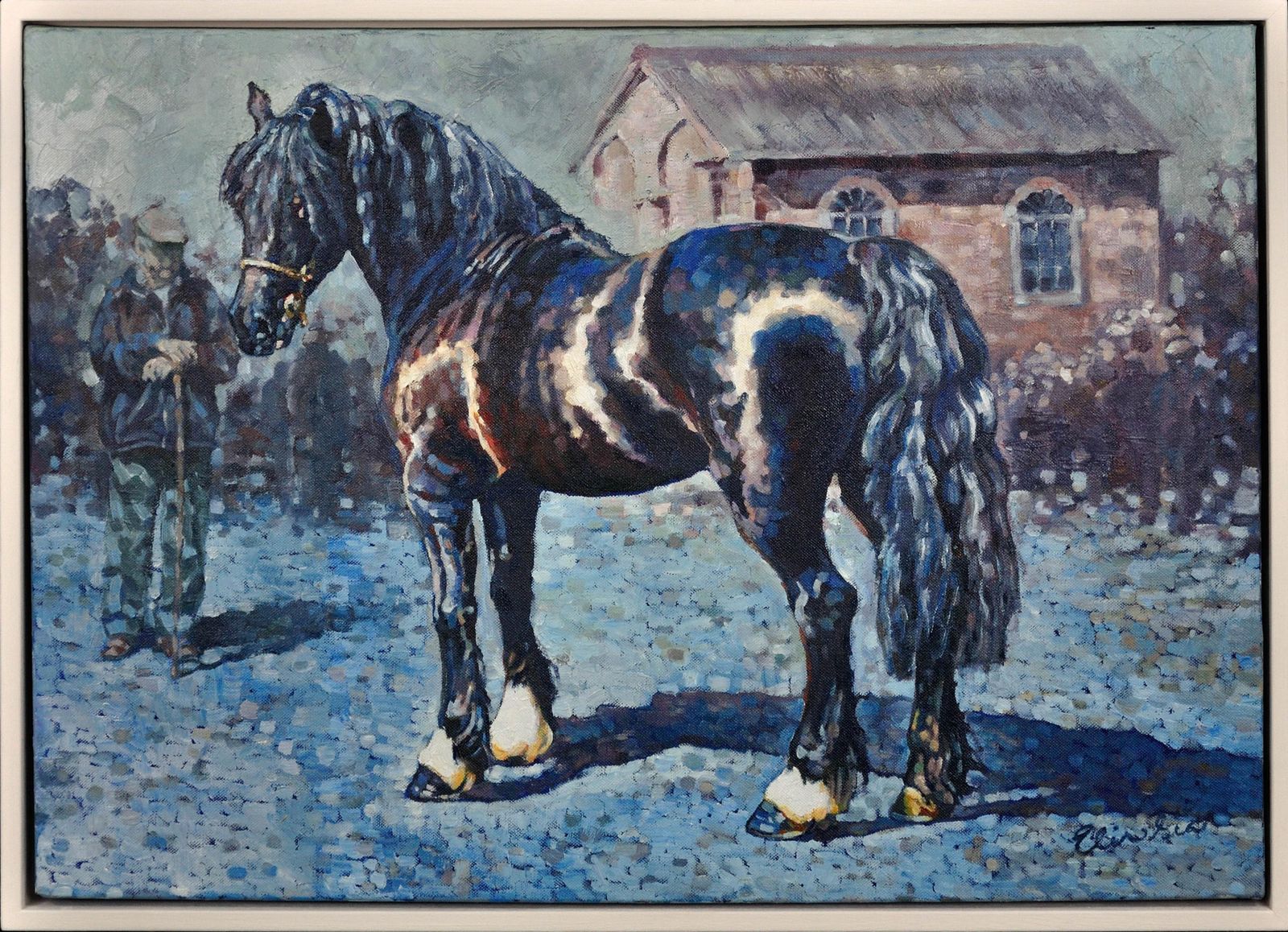 Elin Sian Blake B.1981. Welsh Artist. Fronarth Northern Star. Welsh Cob Native Horse Breed Of Wales. Framed Oil On Canvas.