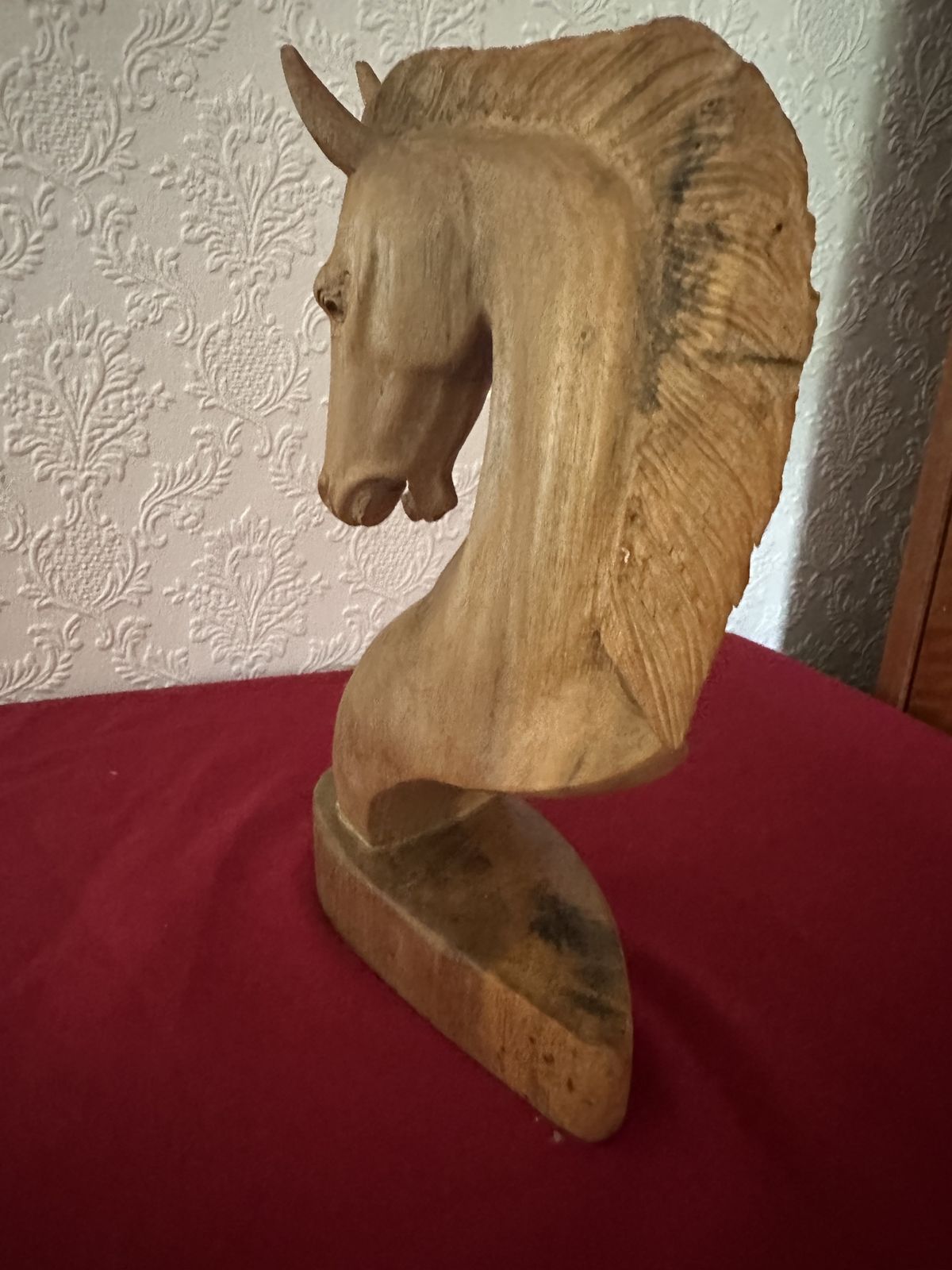 Unique Hand Carved Wooden Horse’s Head photo vintage