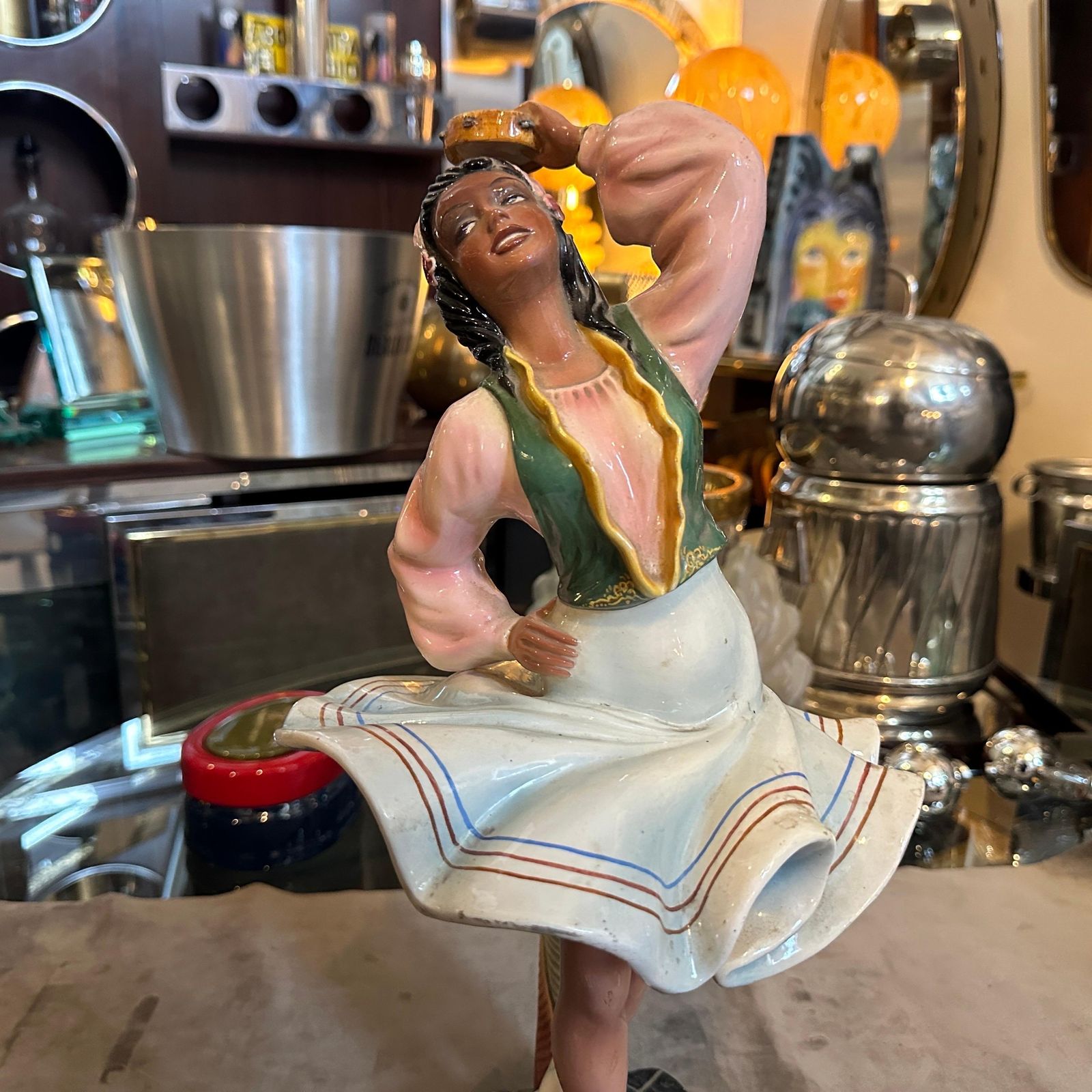 1950s Hand Painted Ceramic Figure Of A Dancer By Sandro Vacchetti photo 1568.0