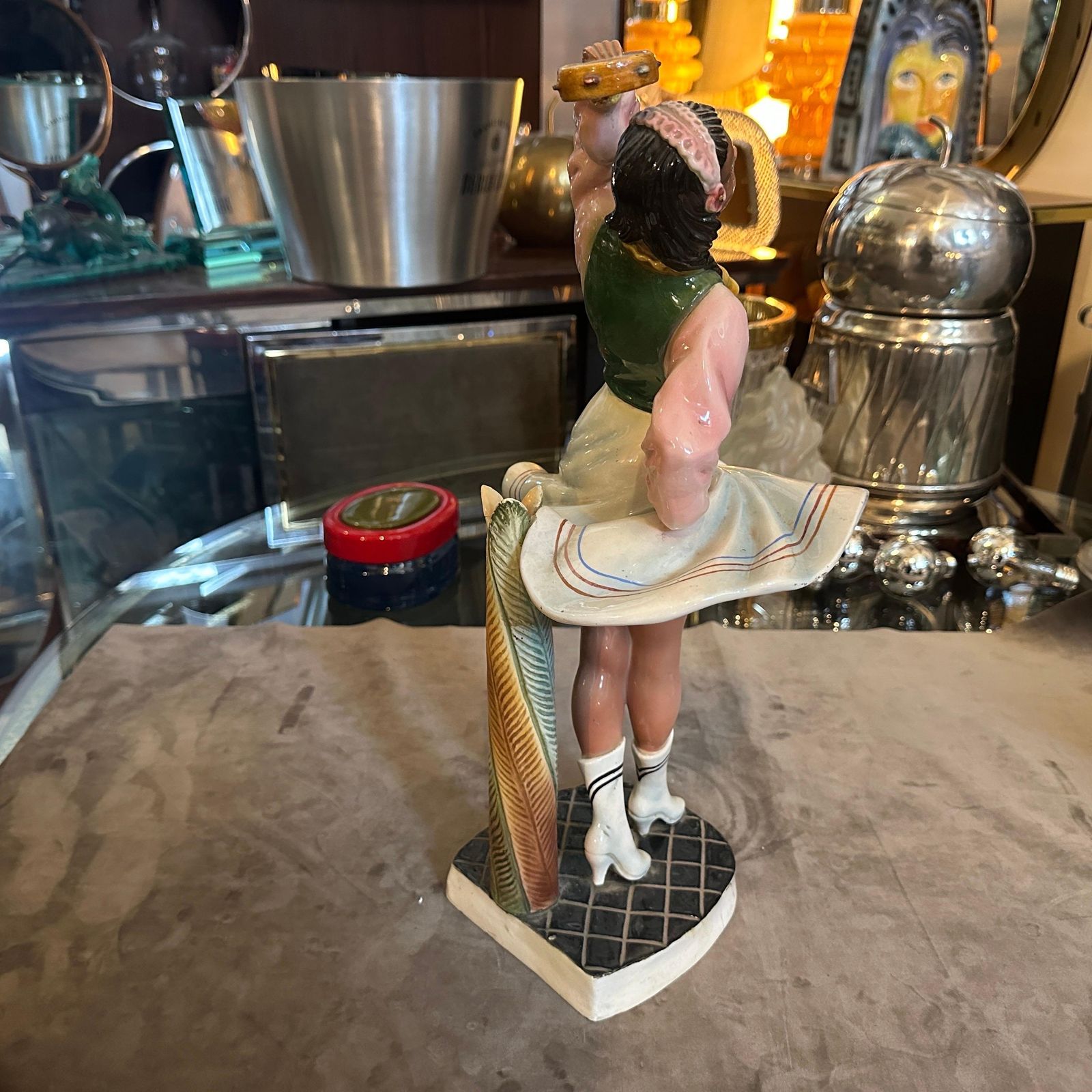 Art 1950s Hand Painted Ceramic Figure Of A Dancer By Sandro Vacchetti photo